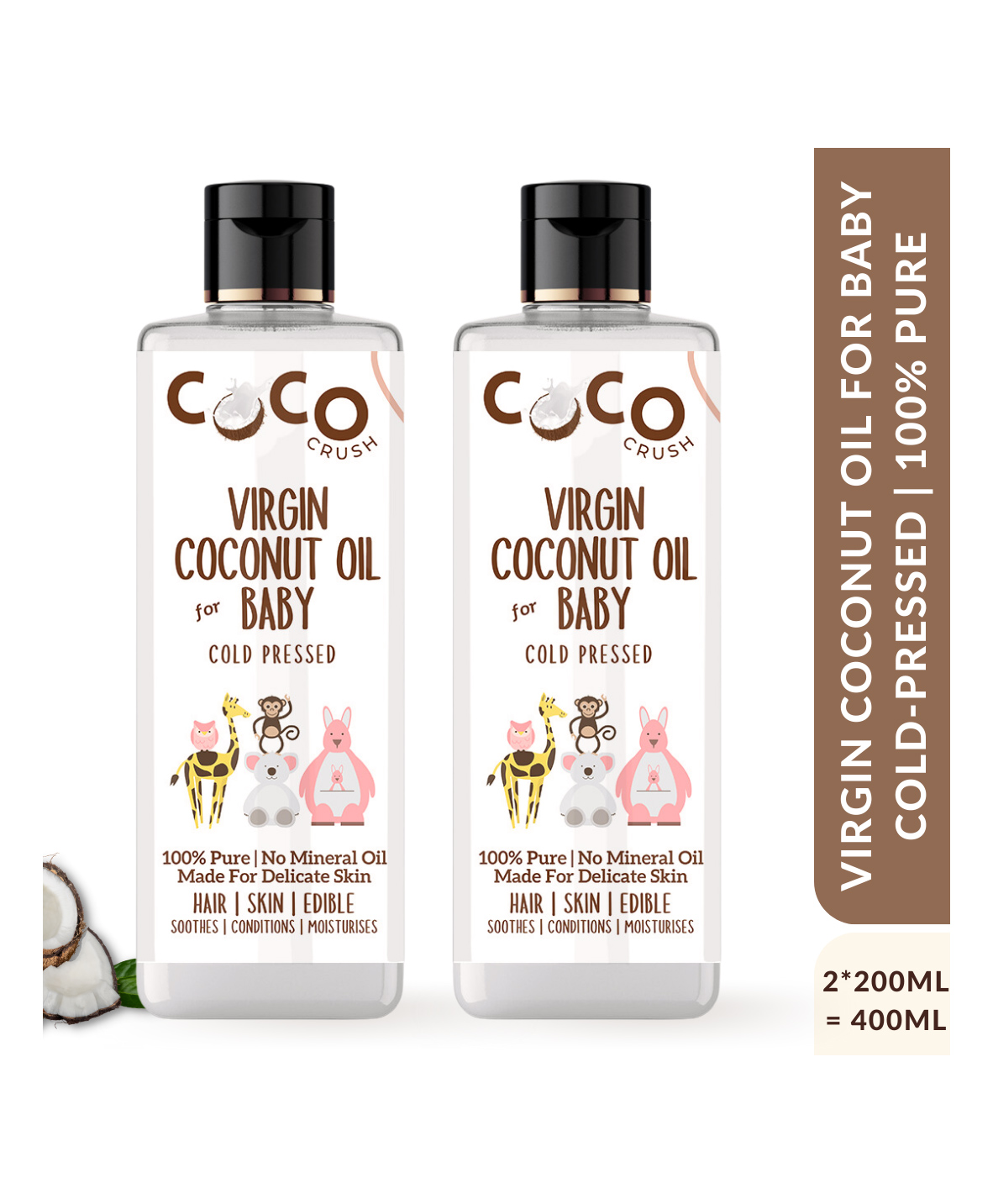 Coco Crush Cold Pressed Pure & Natural Virgin Coconut Oil Pack of 2 - 200 ml-image-45
