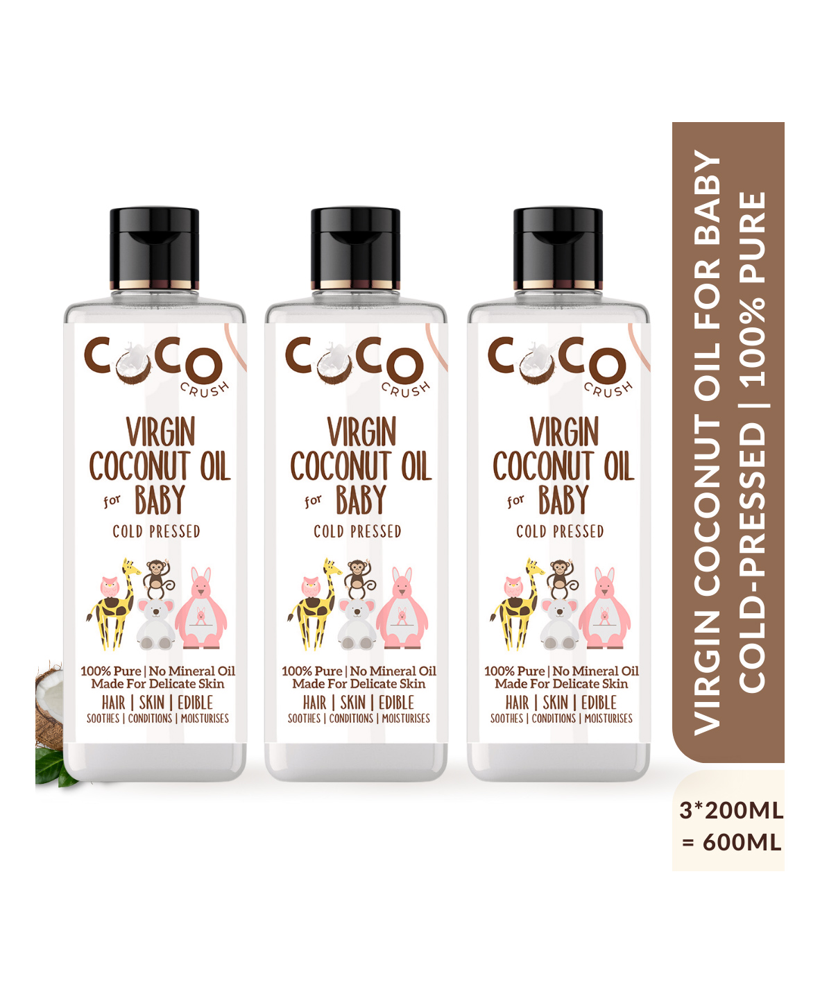 Coco Crush Cold Pressed Pure & Natural Virgin Coconut Oil Pack of 3 - 200 ml-picture-16