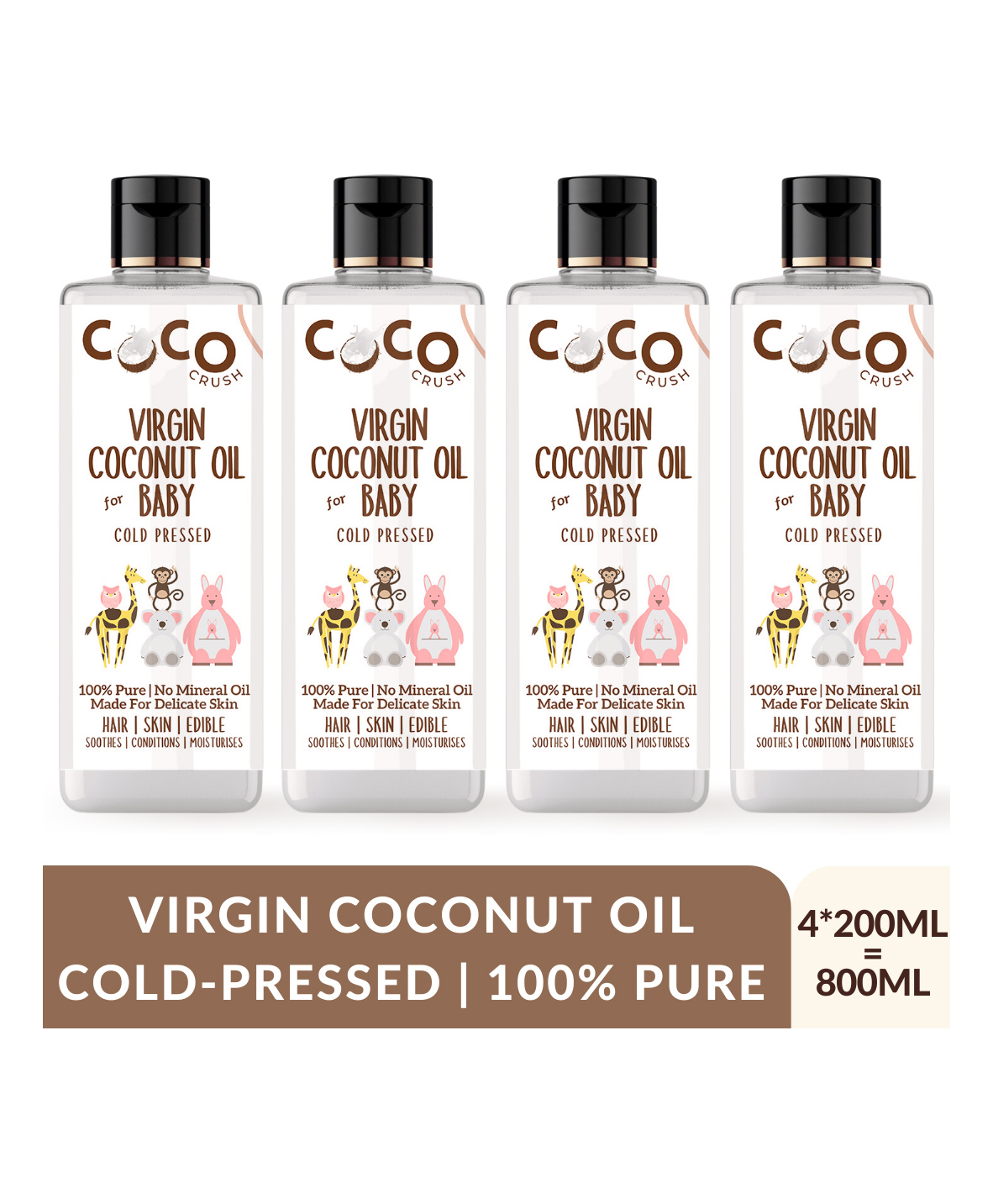 Coco Crush Cold Pressed Pure & Natural Virgin Coconut Oil Pack of 4 - 200 ml-image-37