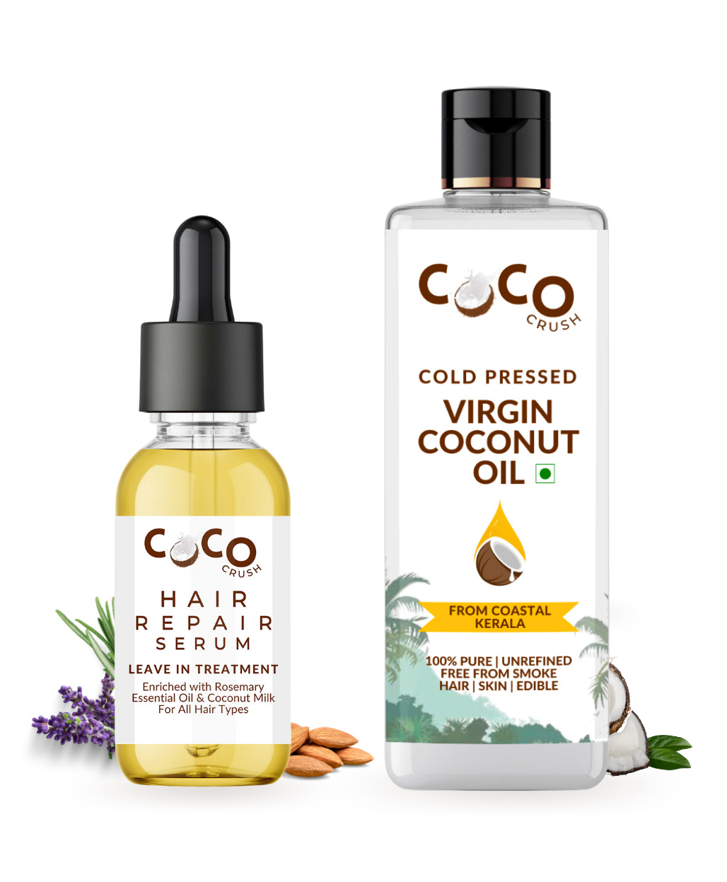 Coco Crush Virgin Coconut Oil & Leave in Hair Repair Treatment Serum with Rosemary Oil Pack of 2 - 215 ml-picture-26