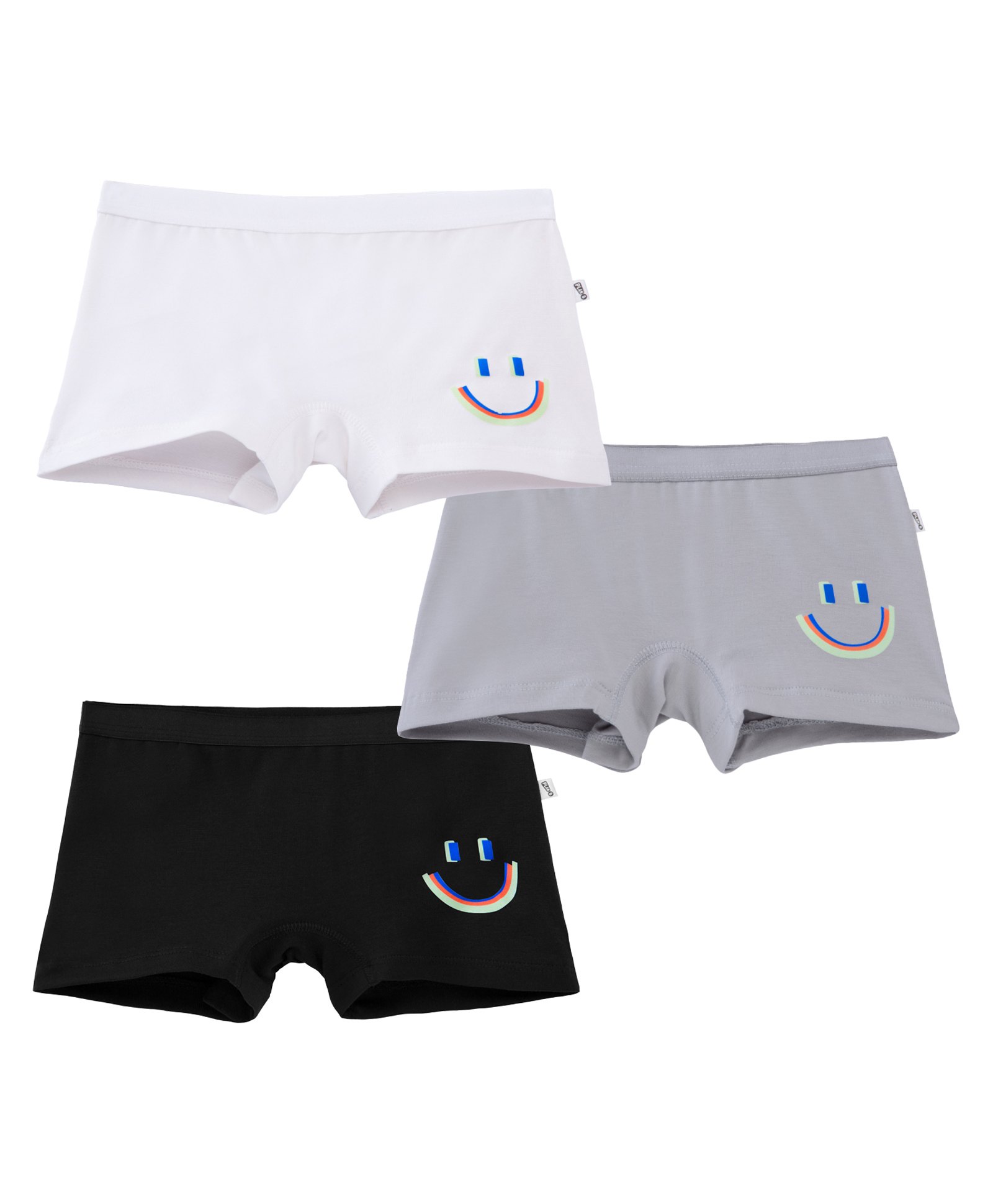Plan B Pack Of 3 95% Cotton 5 % Elastane Smiley Printed Boxers - Grey & Blue-image-6