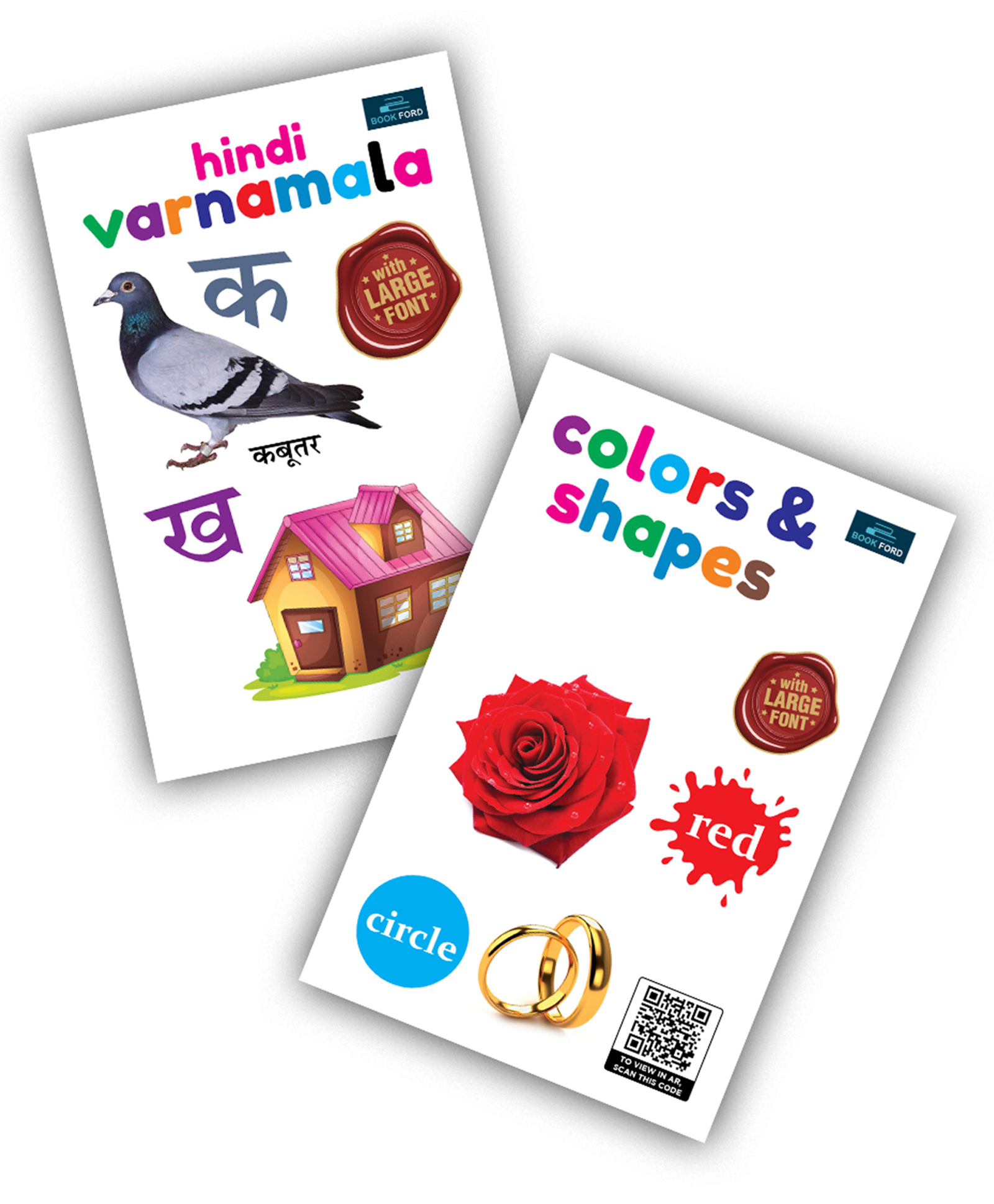 bookford publications Hindi Varnamala & Colors & Shapes Library of Learning Pack of 2 - Hindi & English-picture-23
