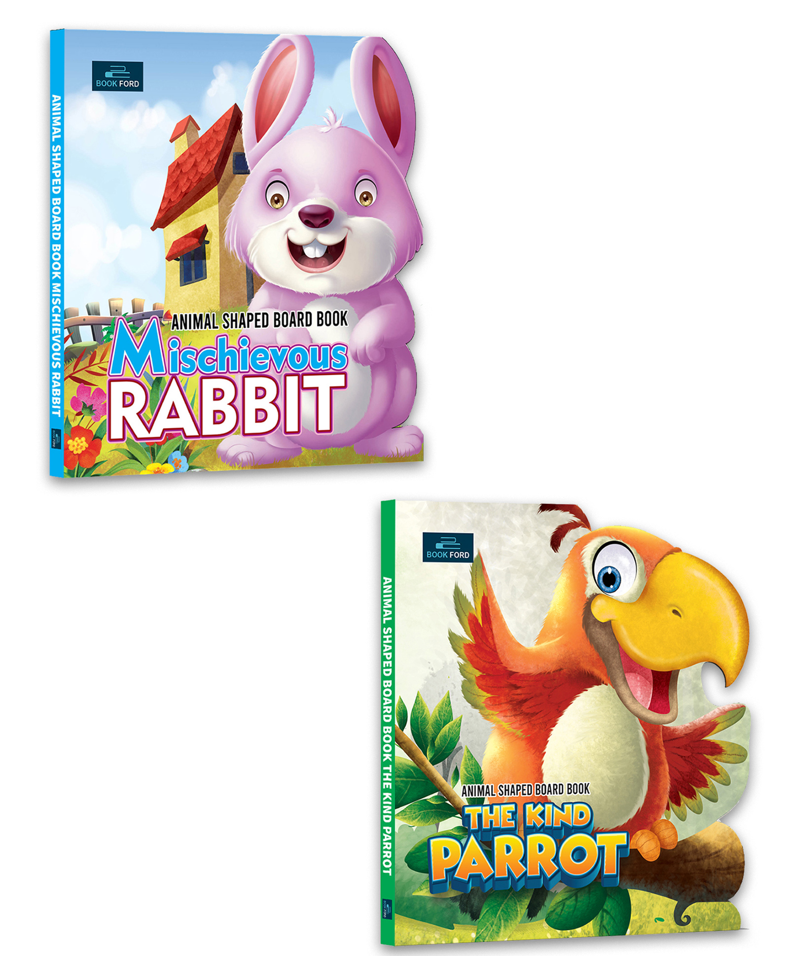 Animals Shaped Mischievous Rabbit & The Kind Parrot Story Board Books Pack of 2 - English-image-6