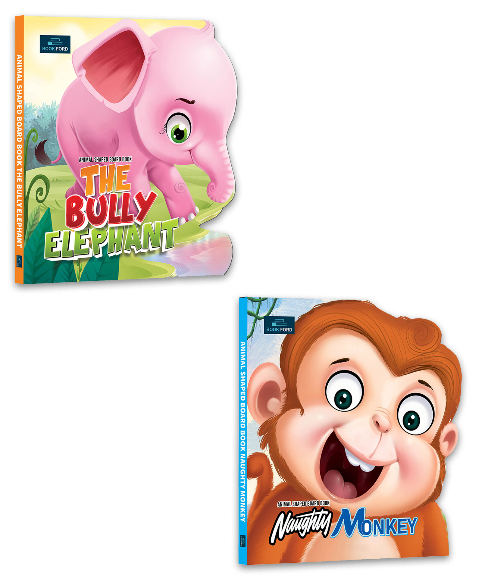 Animals Shaped  Story Board Book Set of 2 Books the Bully Elephant & Naughty Monkey - English-image-37