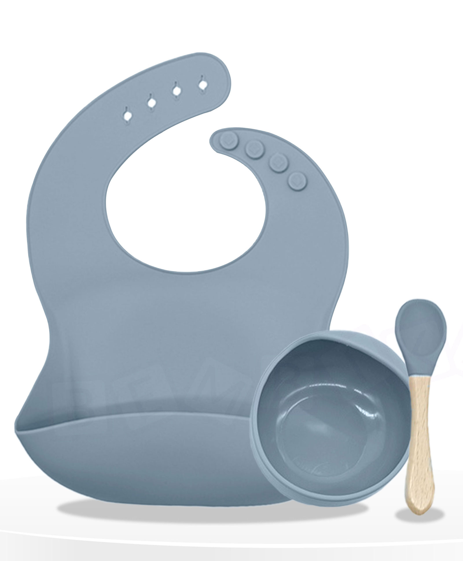 Bembika Baby Dinner Set Silicone Tableware Set For Baby Infant Pack Of 3  Stone Blue-picture-12