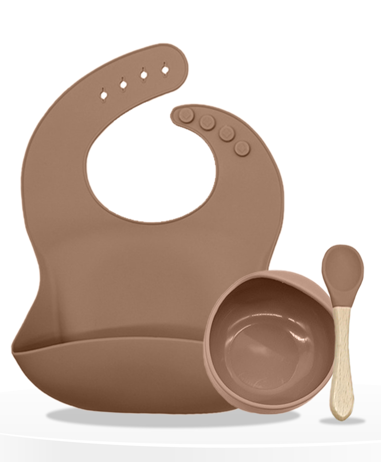 Bembika Baby Dinner Set Silicone Tableware Set For Baby Infant Pack Of 3  Brown-picture-15