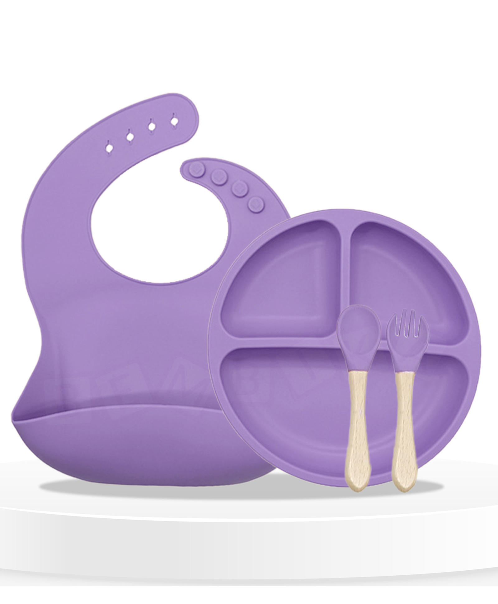 Bembika Baby Dinner Set Silicone Tableware Set With Bib For Baby Infant Pack Of 4  Purple-image-28