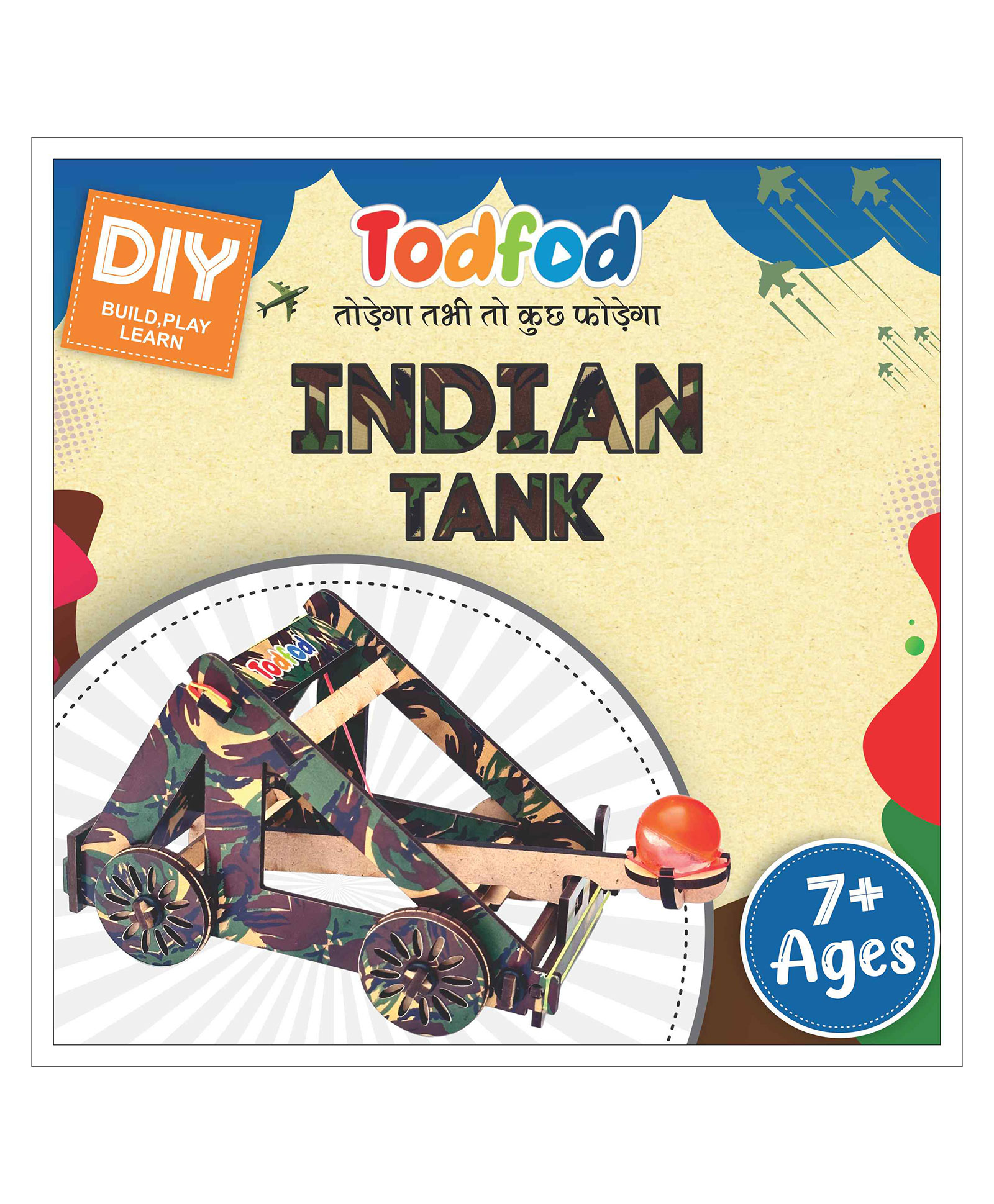 TodFod Wooden Self Building Indian Tank Mind Exercise Toy for Kids DIY Kit Playing Toy- Multicolour-image-26