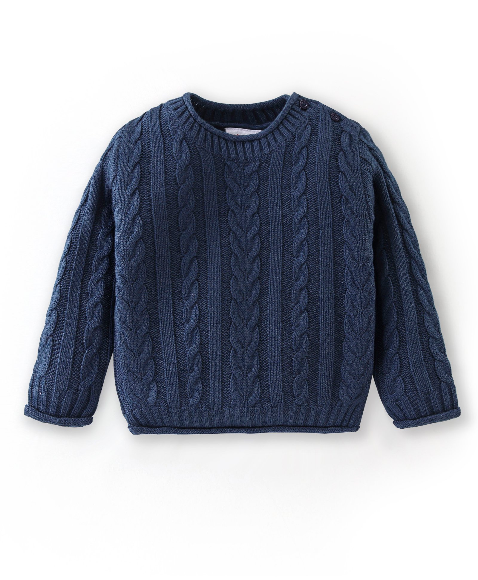 Babyhug Acrylic Full Sleeves Cable Knit Design Sweater - Navy-image-12