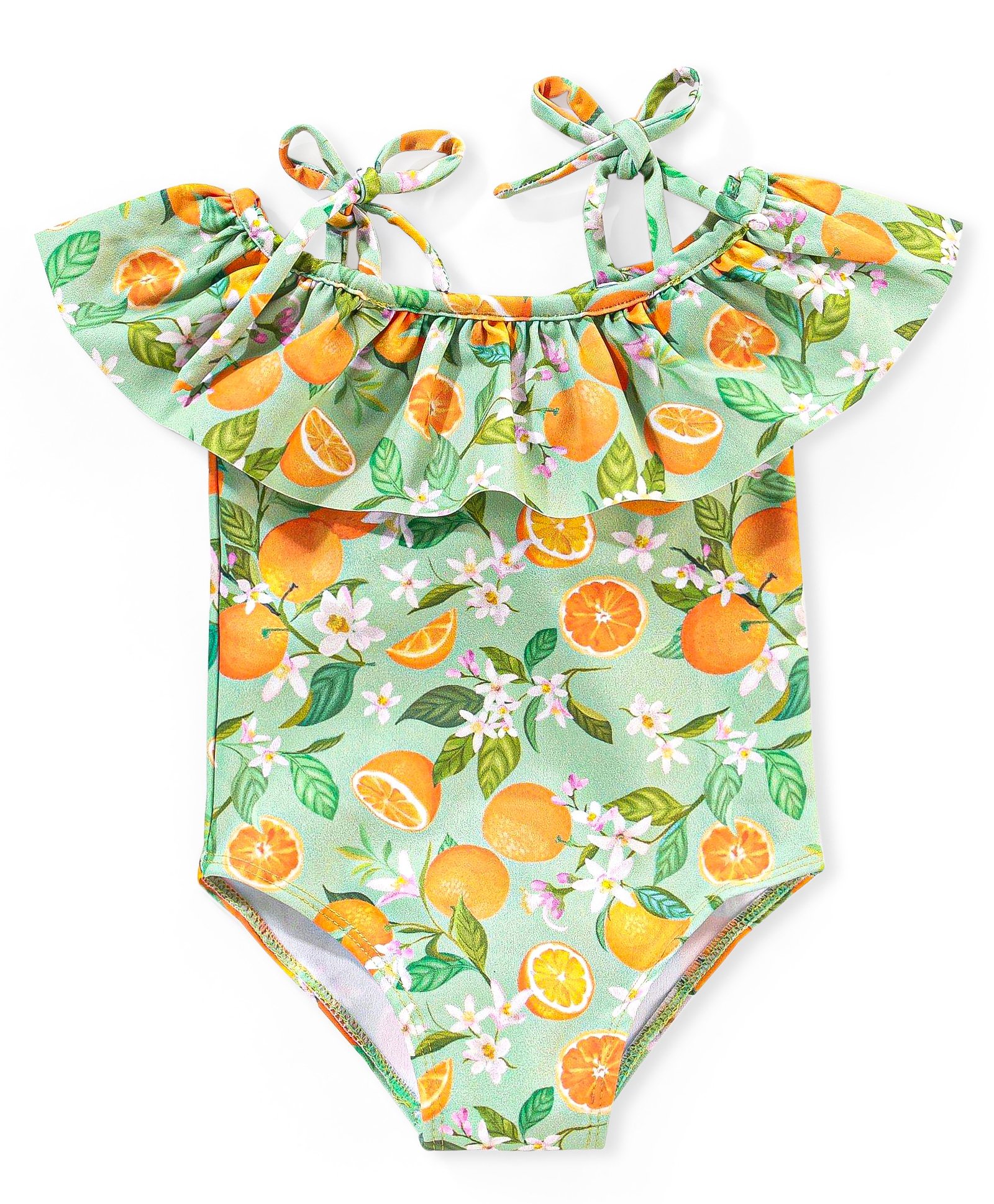 Babyhug Sleeveless V Cut Swimsuit Floral Print - Green-image-47
