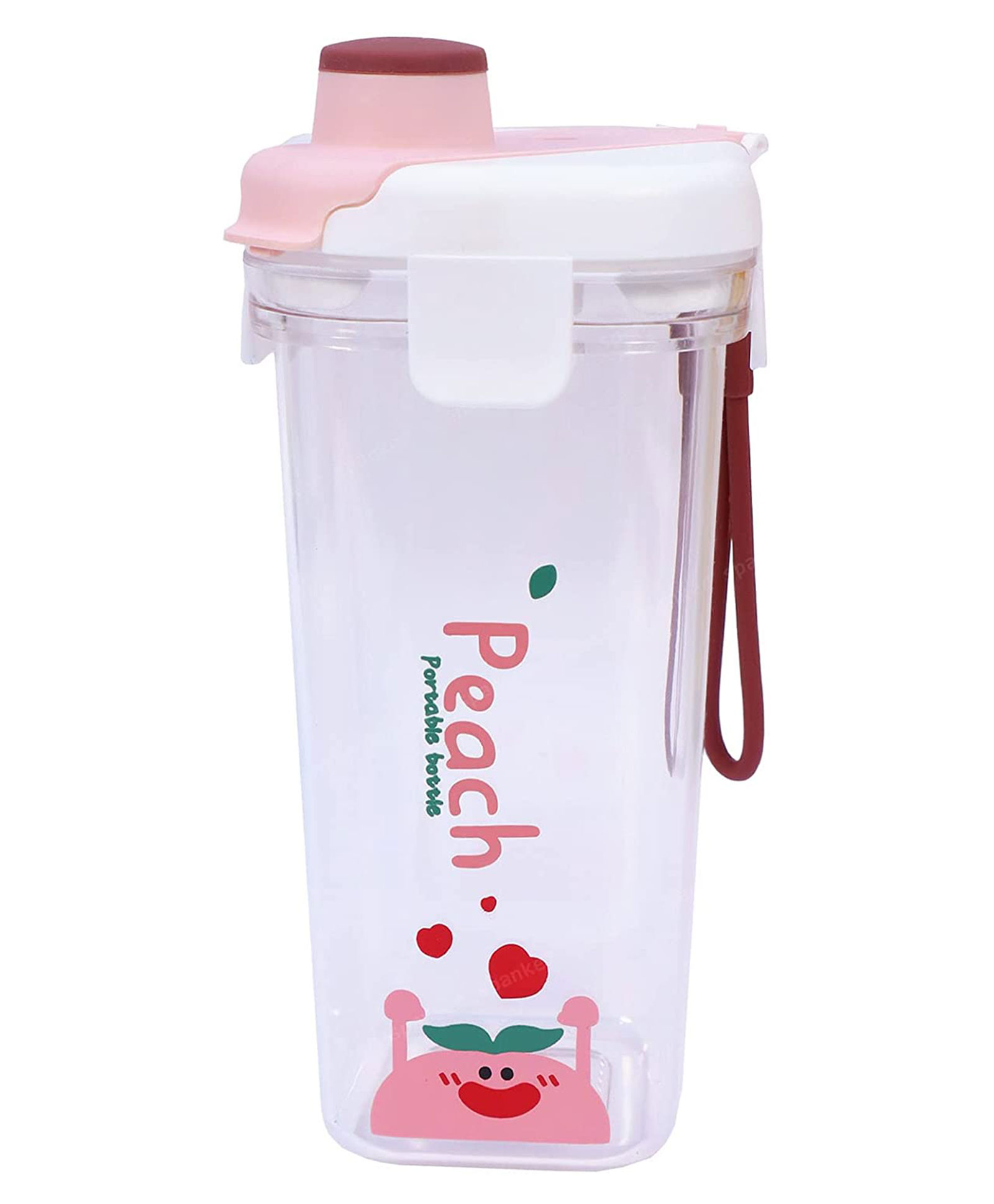 Spanker Tritan Cup Water Bottle Tumbler Spill Proof Lid Straw Bpa Free for Kids School and Office Soft Handle Grip Drinkware Pink -500 Ml-image-49