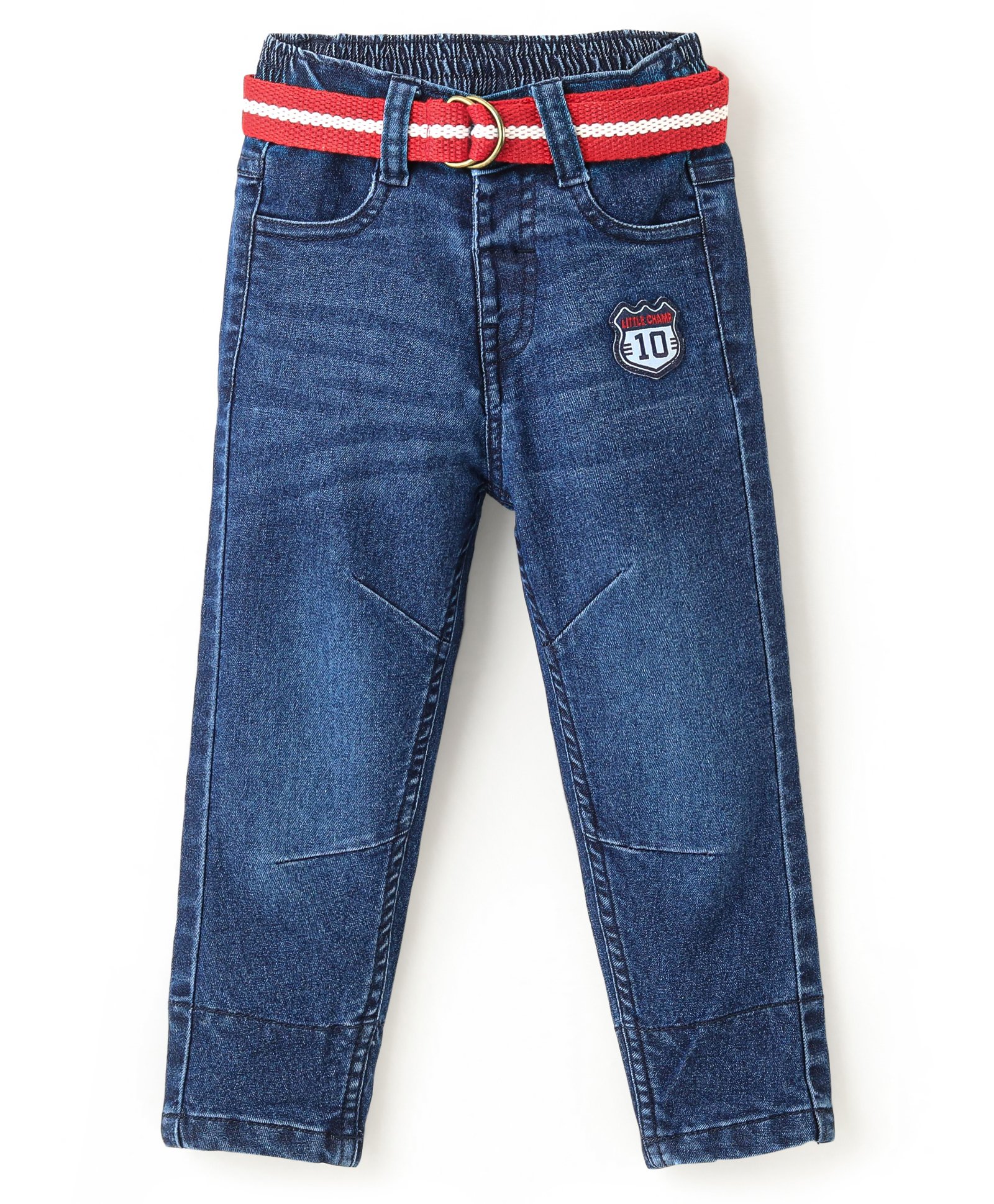 Babyhug Denim Full Length Washed With Stretch Jeans - Blue-picture-32