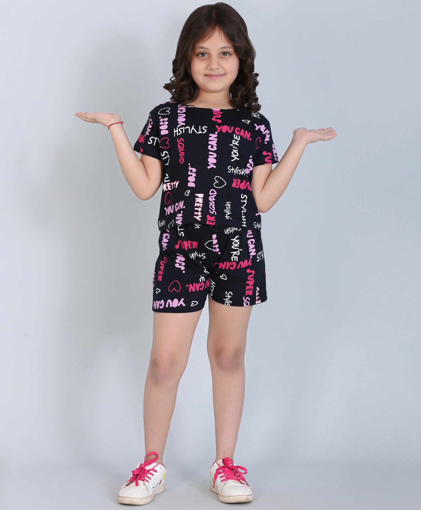 Ninos Dreams Half Sleeves Text Printed Night Suit  - Navy Blue-image-16