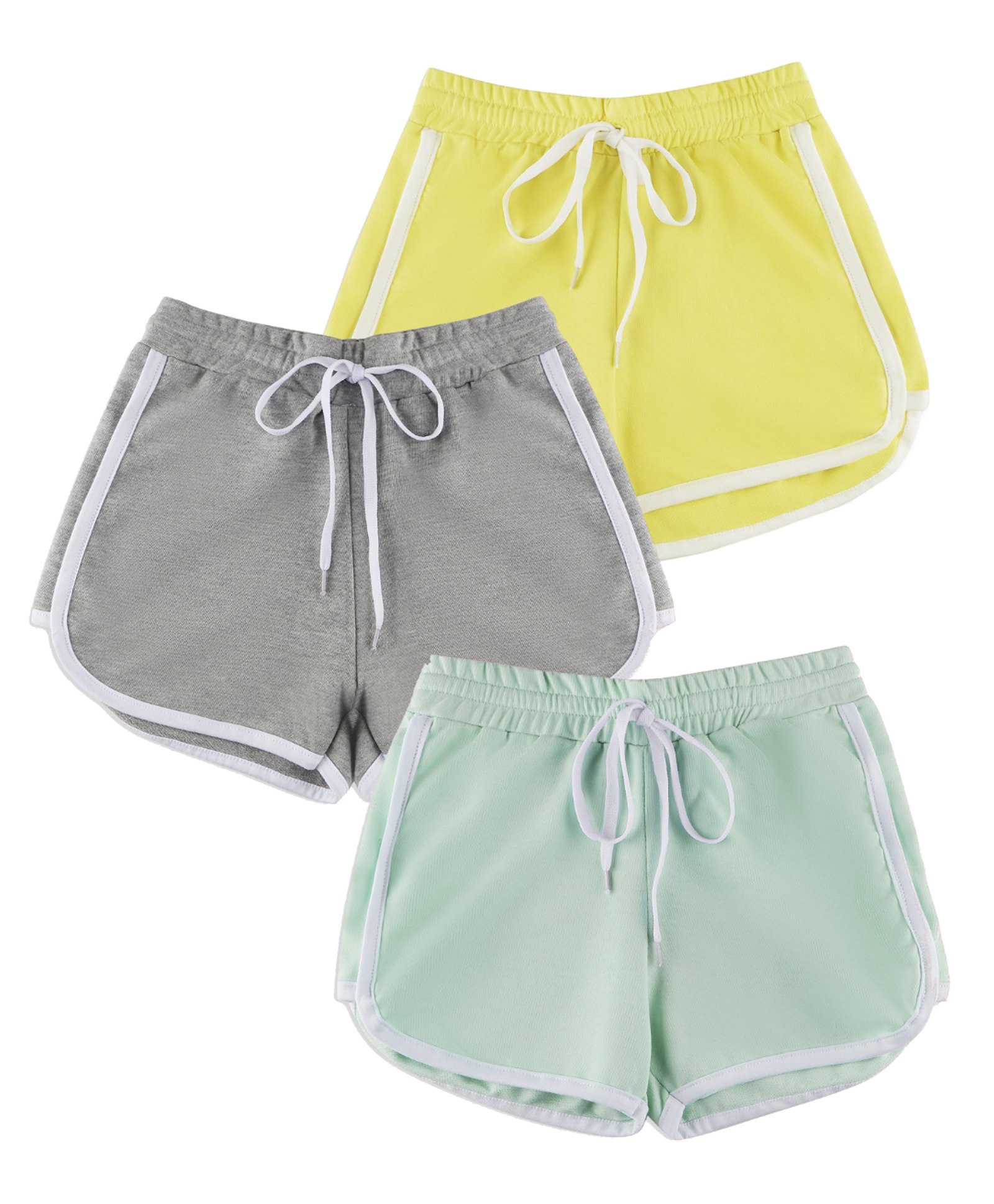 Ninos Dreams Pack Of 3 Solid Shorts - Yellow Grey Green-picture-15