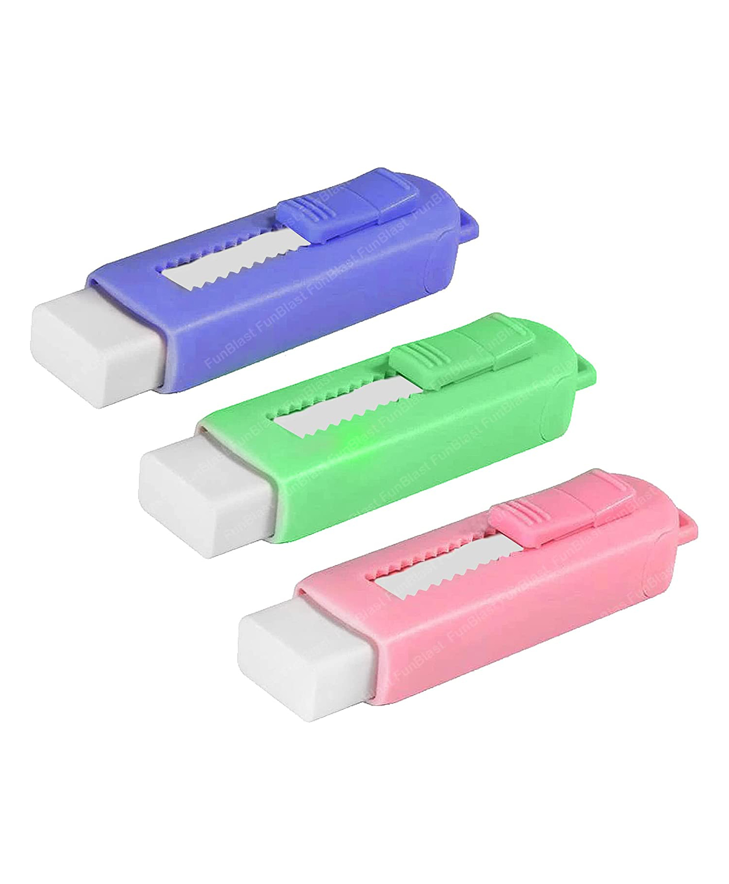 FunBlast Cutter Shaped Eraser Pack of 3 - Multicolor-image-26
