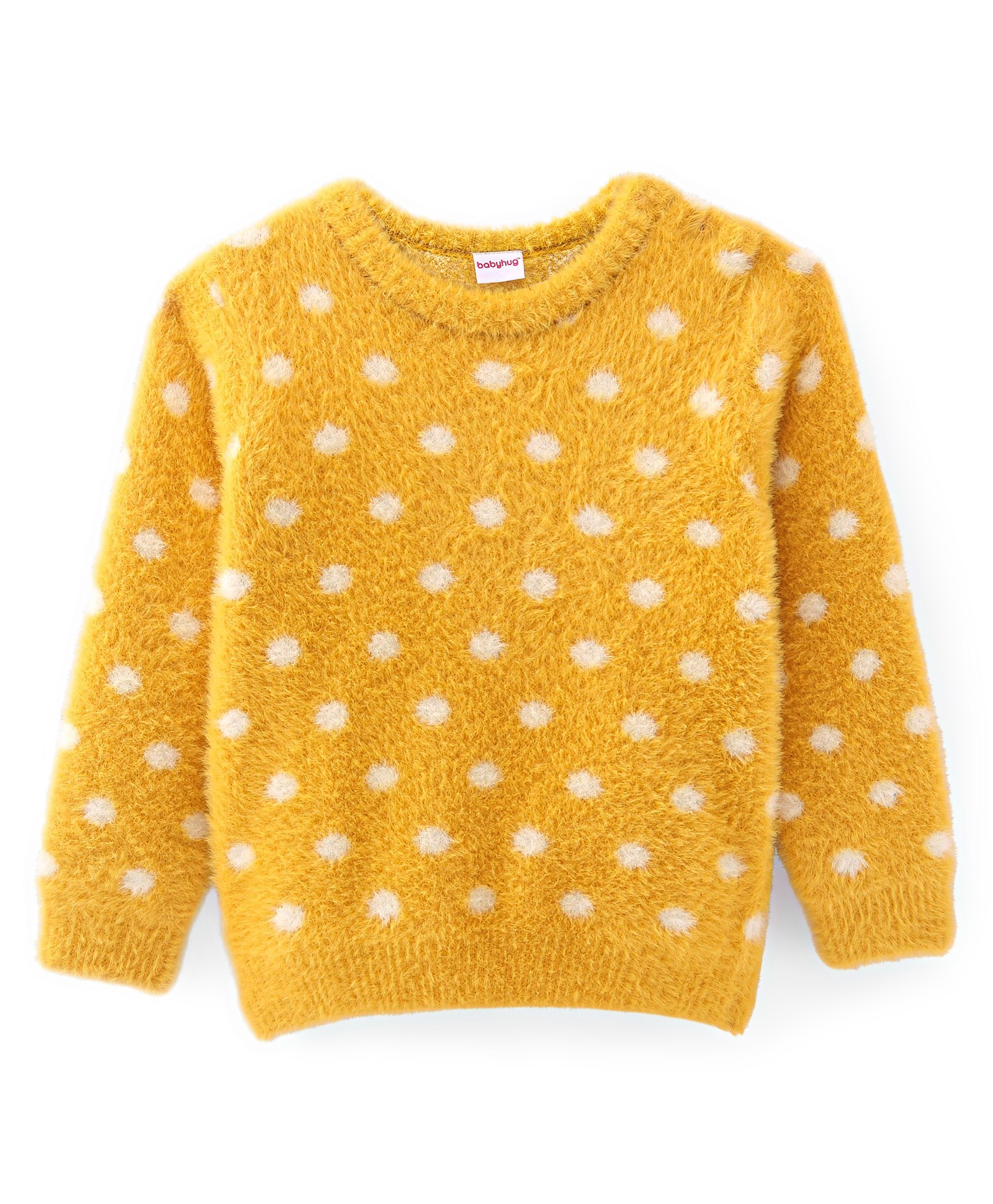 Babyhug Knit Full Sleeves Pullover Polka Dots Design - Yellow-image-32
