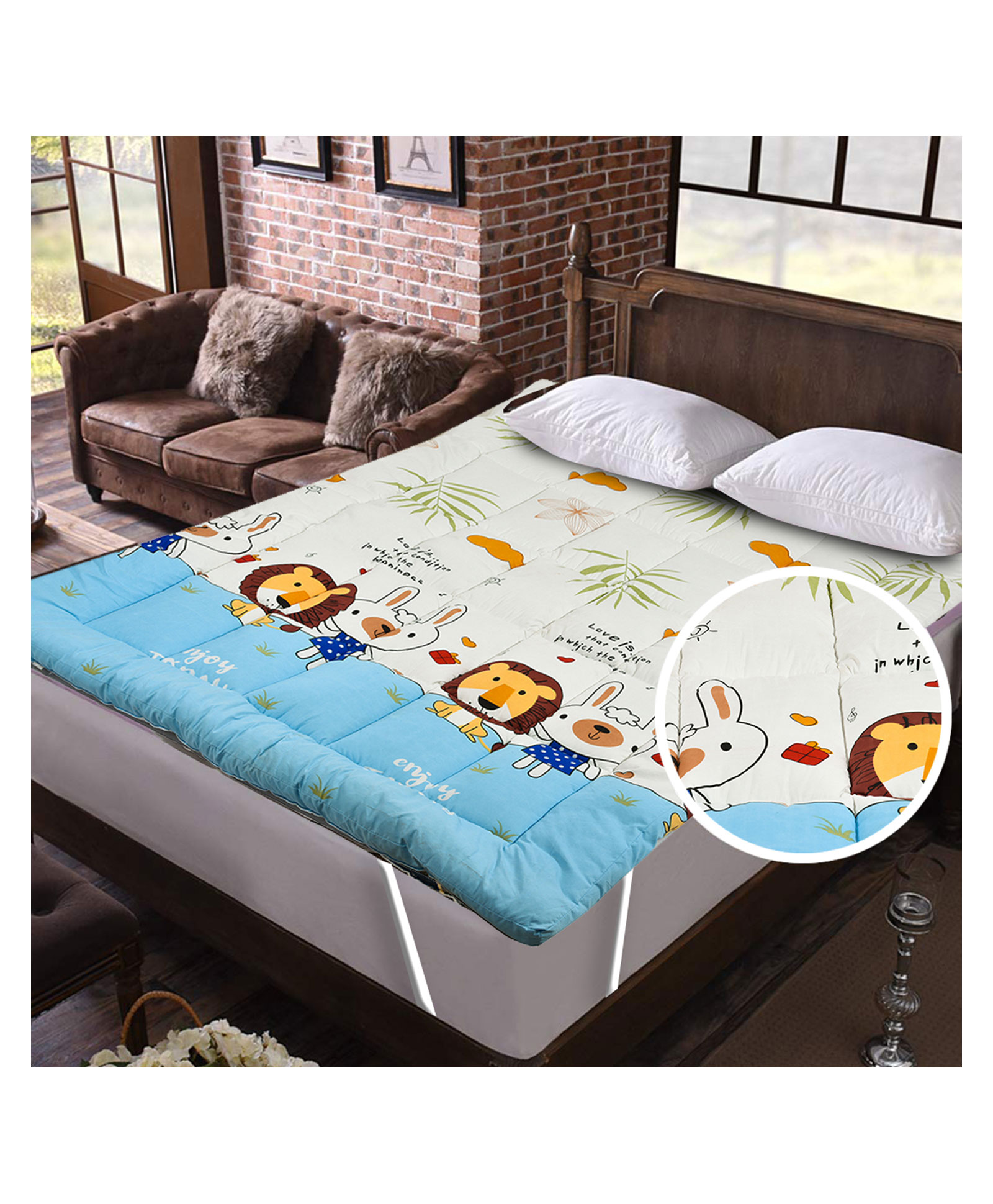 Rrc Super Soft Brushed Microfiber Cotton 700 Gsm Hollow Fiber Filled Mattress Padding - White