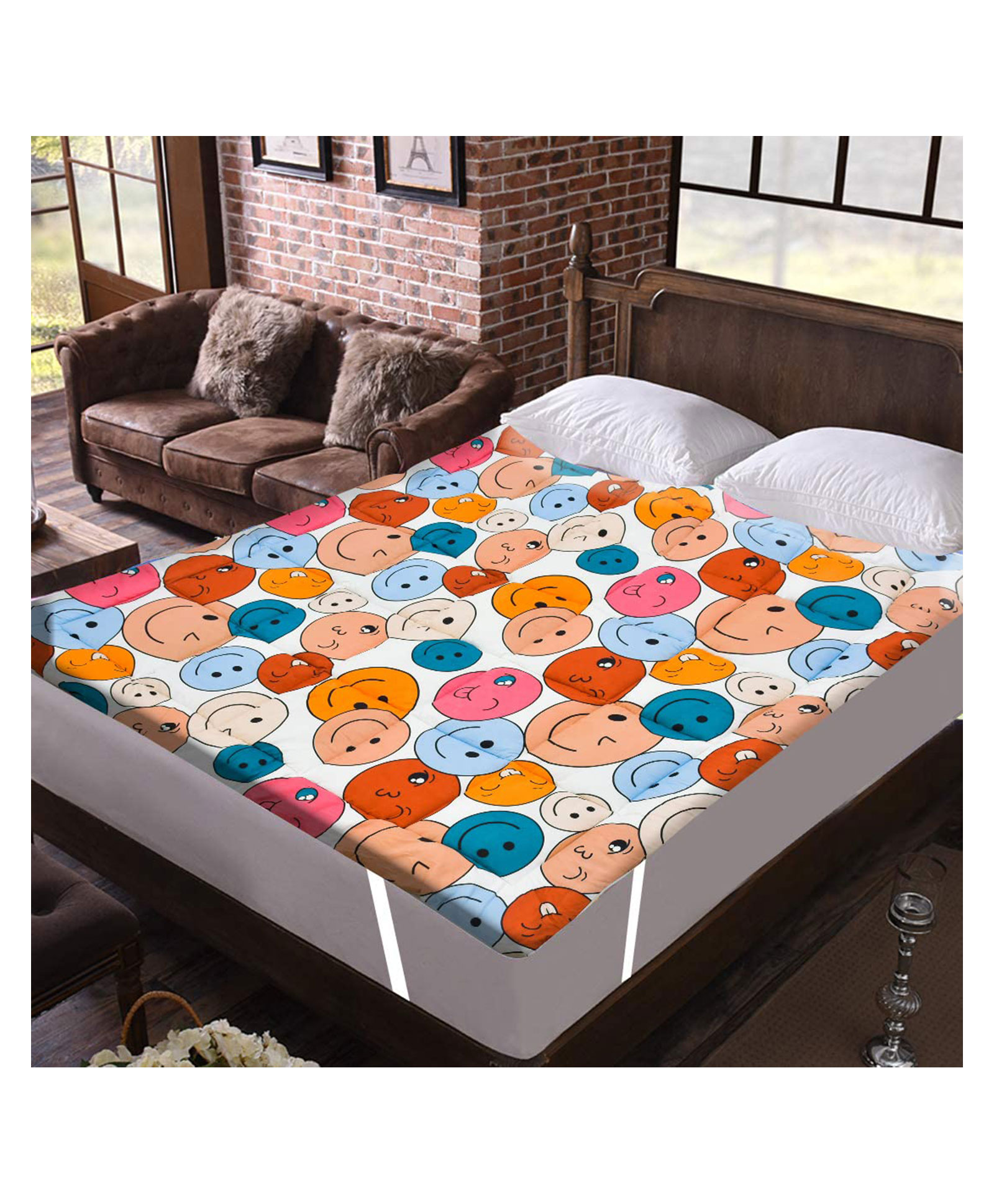 RRC Super Soft 700 Gsm Hollow Fiber Filled Mattress Padding - Multicolor-picture-10