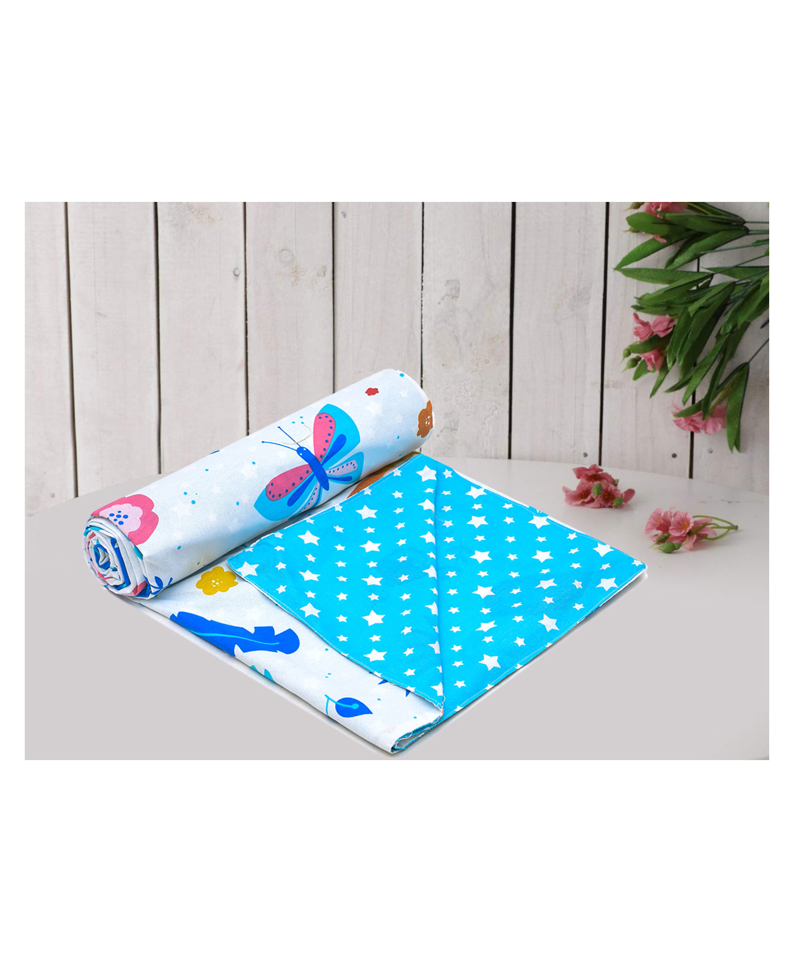 RRC Super Soft  Reversible 3 Layer  Cotton  Baby Dohar Ultimate Swaddle for Baby Boys and Girls- Blue-image-27