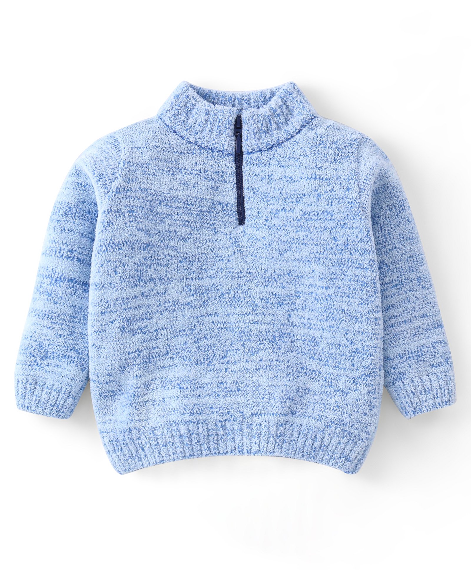 Babyhug Acrylic Knit Full Sleeves Solid Sweater - Blue-picture-11