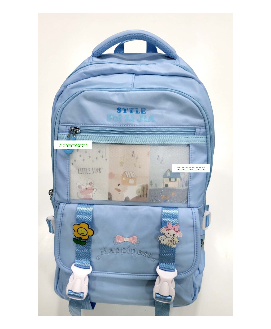 YAMAMA Spacious Design High Quality Durable Fabric Casual Multipurpose Backpack for School Blue - Height 18 Inches-image-34