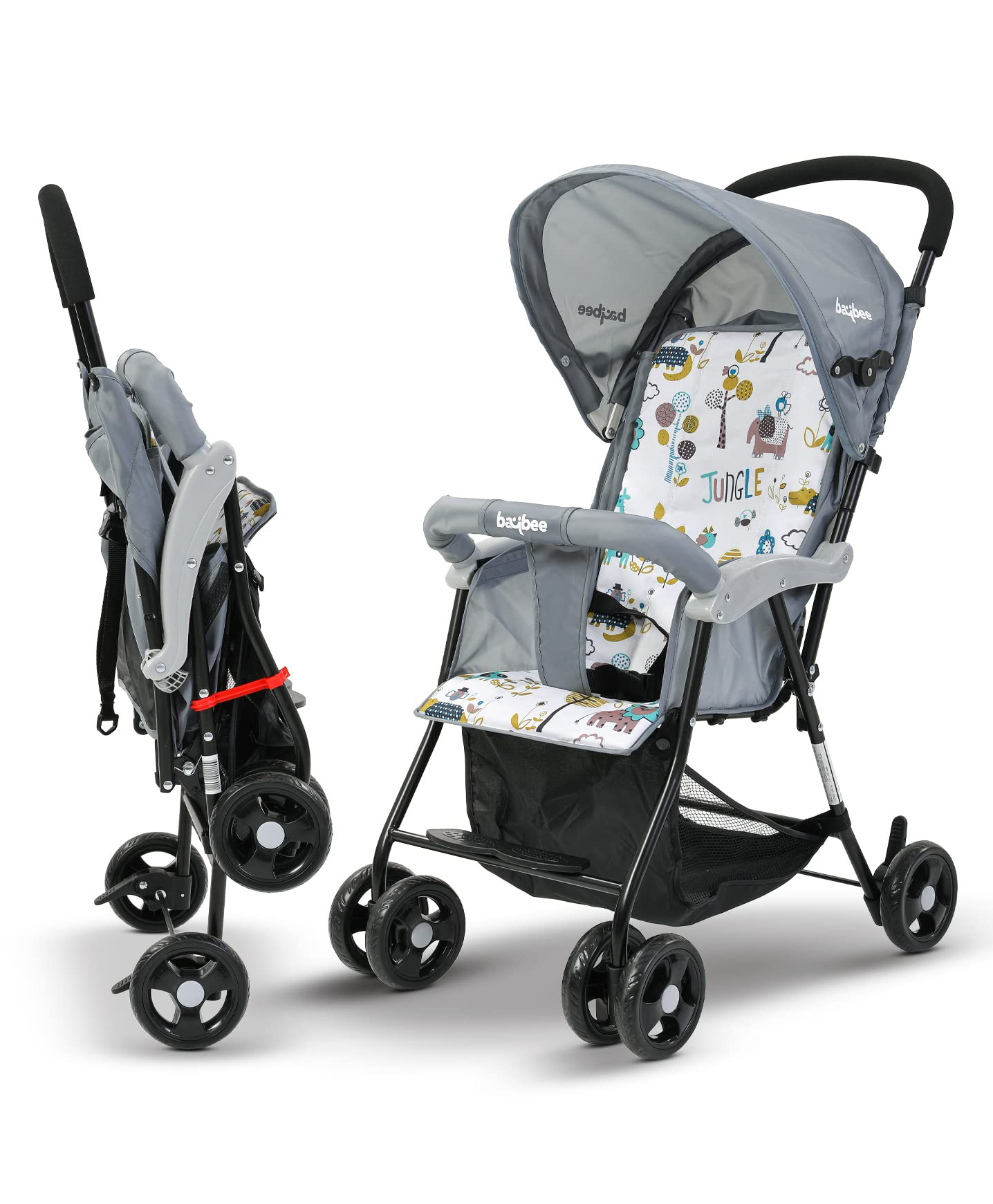 Baybee Infant Baby Stroller for Newborn Babies with 2-Position - Grey-image-1