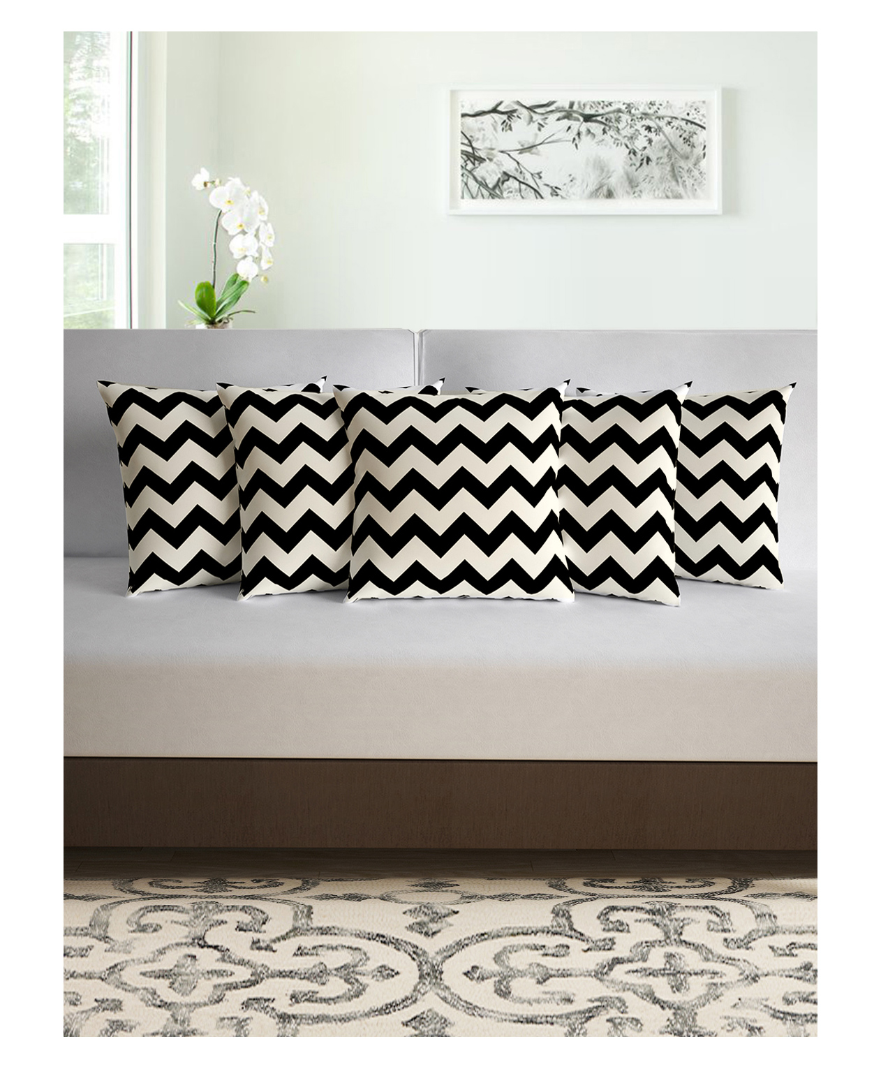Divine Casa Micro Poly Cushion Covers Set of 5 - Black-image-5