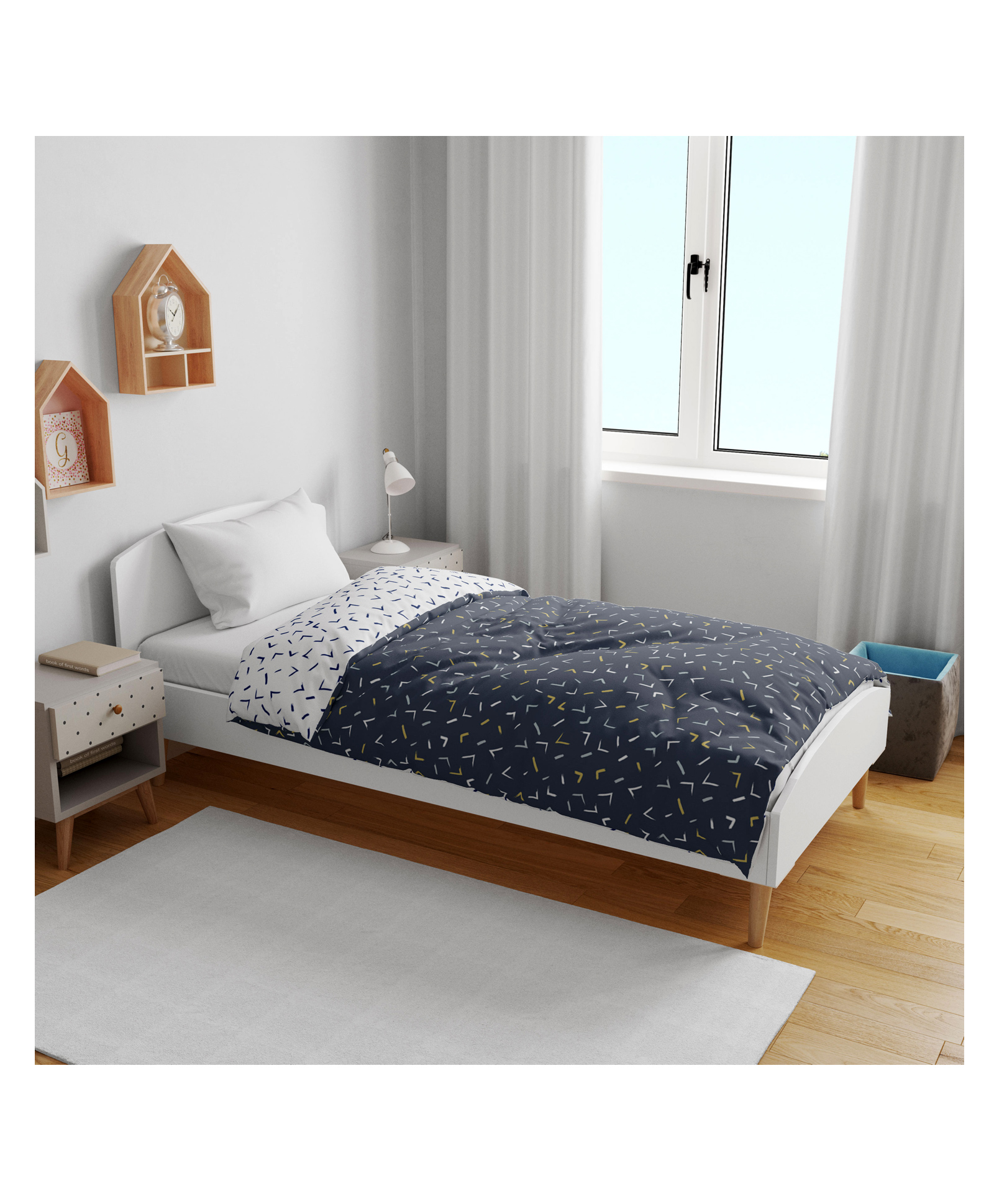 Divine Casa Micro Single Kids Dohar Blanket For Toddler Upto 4 Years - Grey & White-image-1