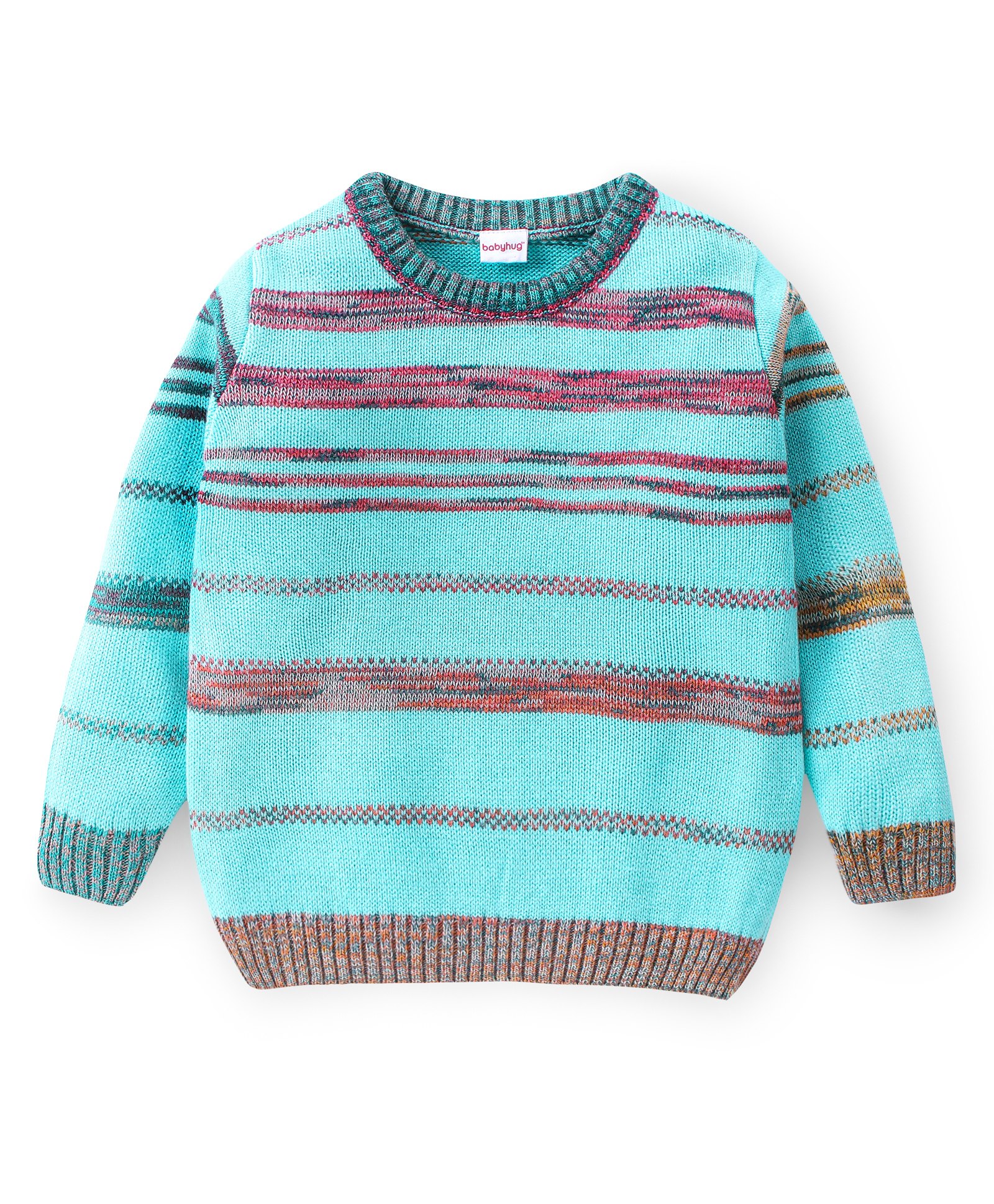 Babyhug Acrylic Knit Full Sleeves Sweater Striped - Blue-image-46