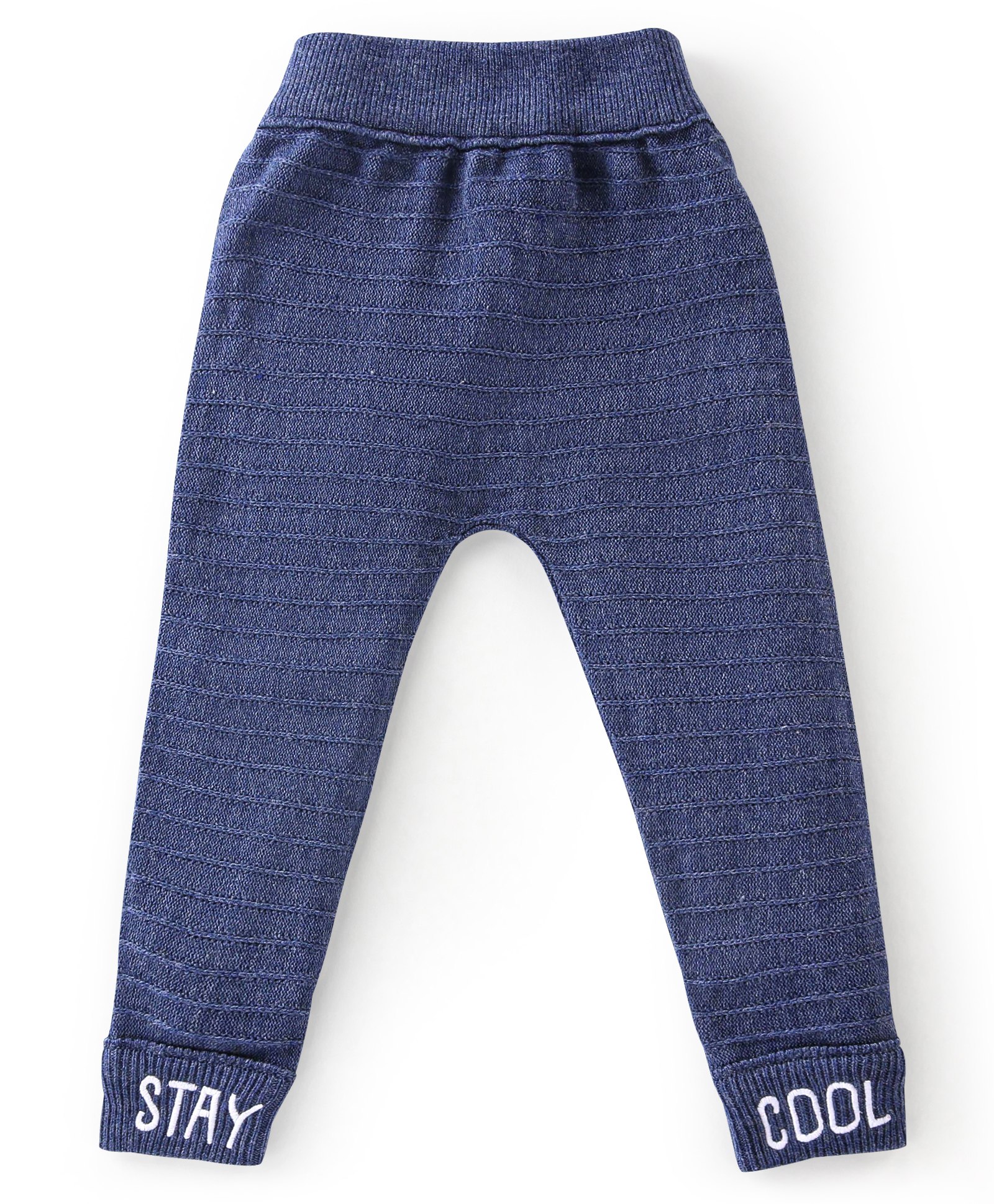 Babyhug Cotton Fleece Full Length Lounge Pant With Text Embroidery - Blue-picture-17
