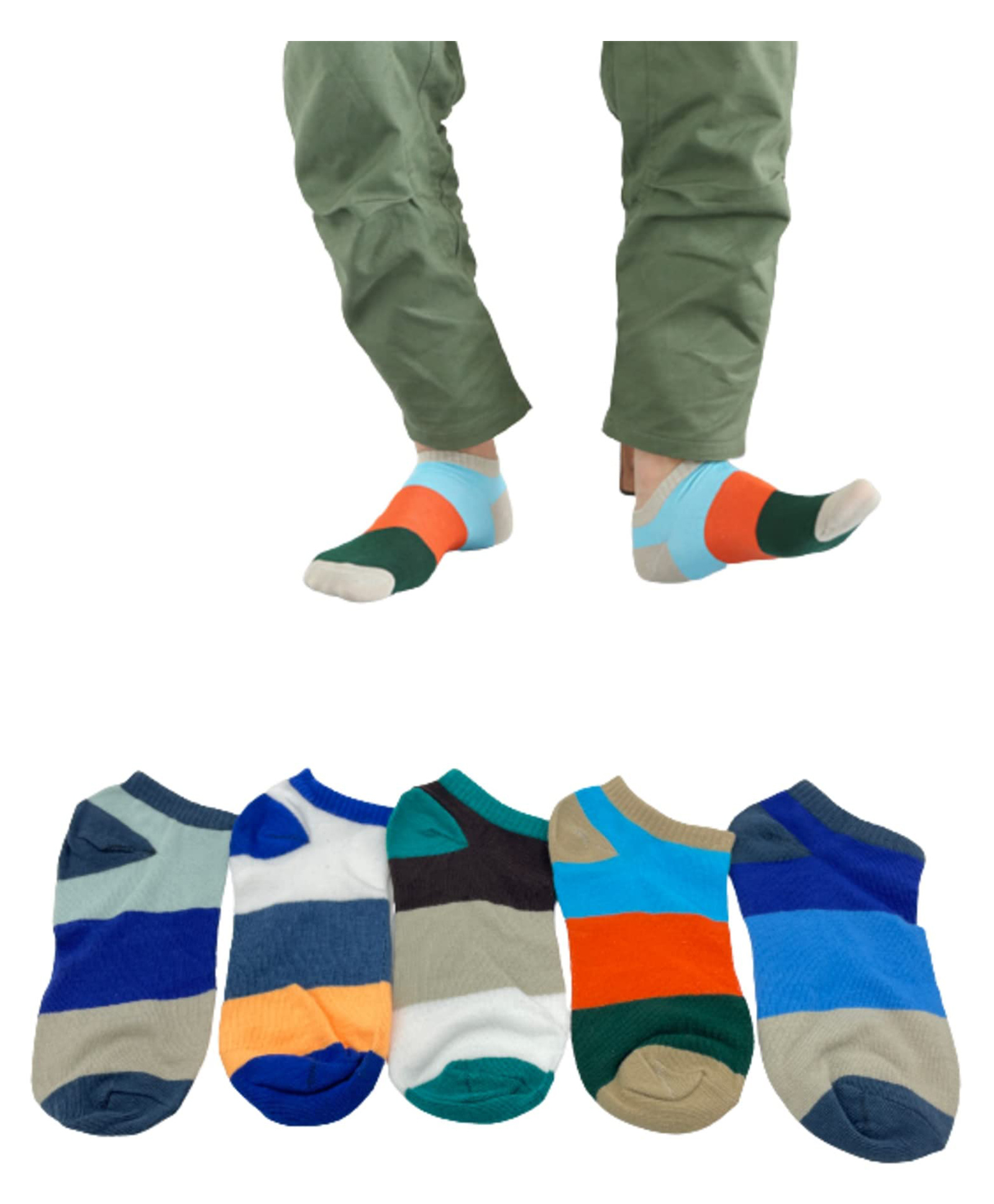 MOMISY Premium Cotton Cushion Ankle Length Socks Pack of 5 - Multicolor-picture-29