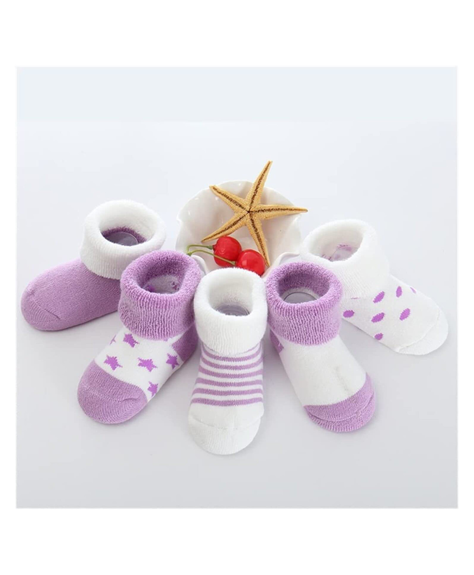 MOMISY Cotton Ankle Tube Socks Pack of 5 - Purple-image-36