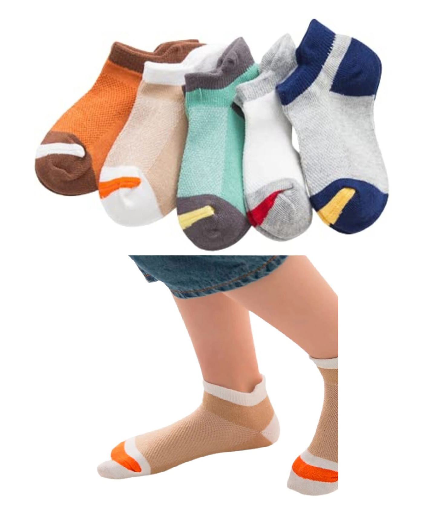 MOMISY Cotton Ankle Length Tube Socks Pack of 5 - Multicolor-picture-28