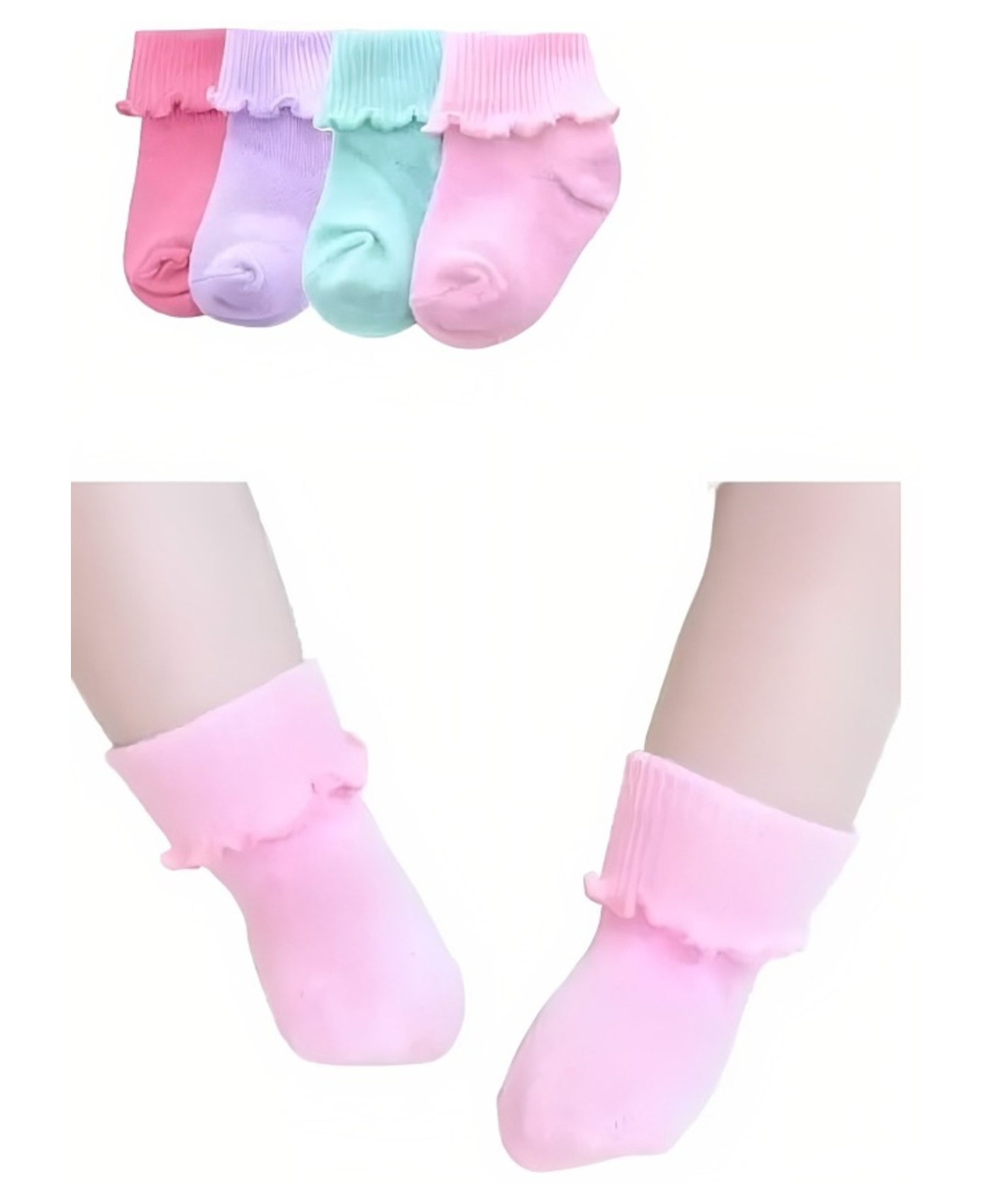 MOMISY  Combed Cotton Stretchable  Lace Socks Pack of 4 - Multicolor-image-2