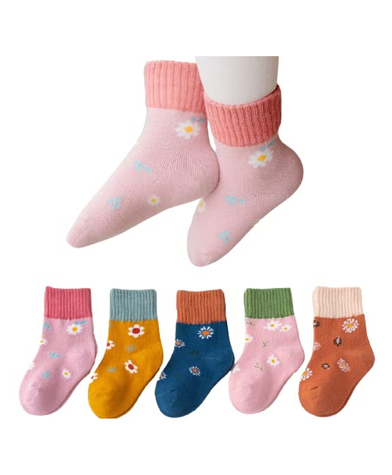 MOMISY Cotton Ankle Length Tube Socks Floral Design Pack of 5  - Multicolour-picture-26
