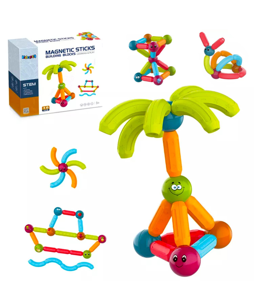 Kidology Kids Montessori Toys Magnetic Balls and Rods Set Multicolour - 38 Pieces-image-43