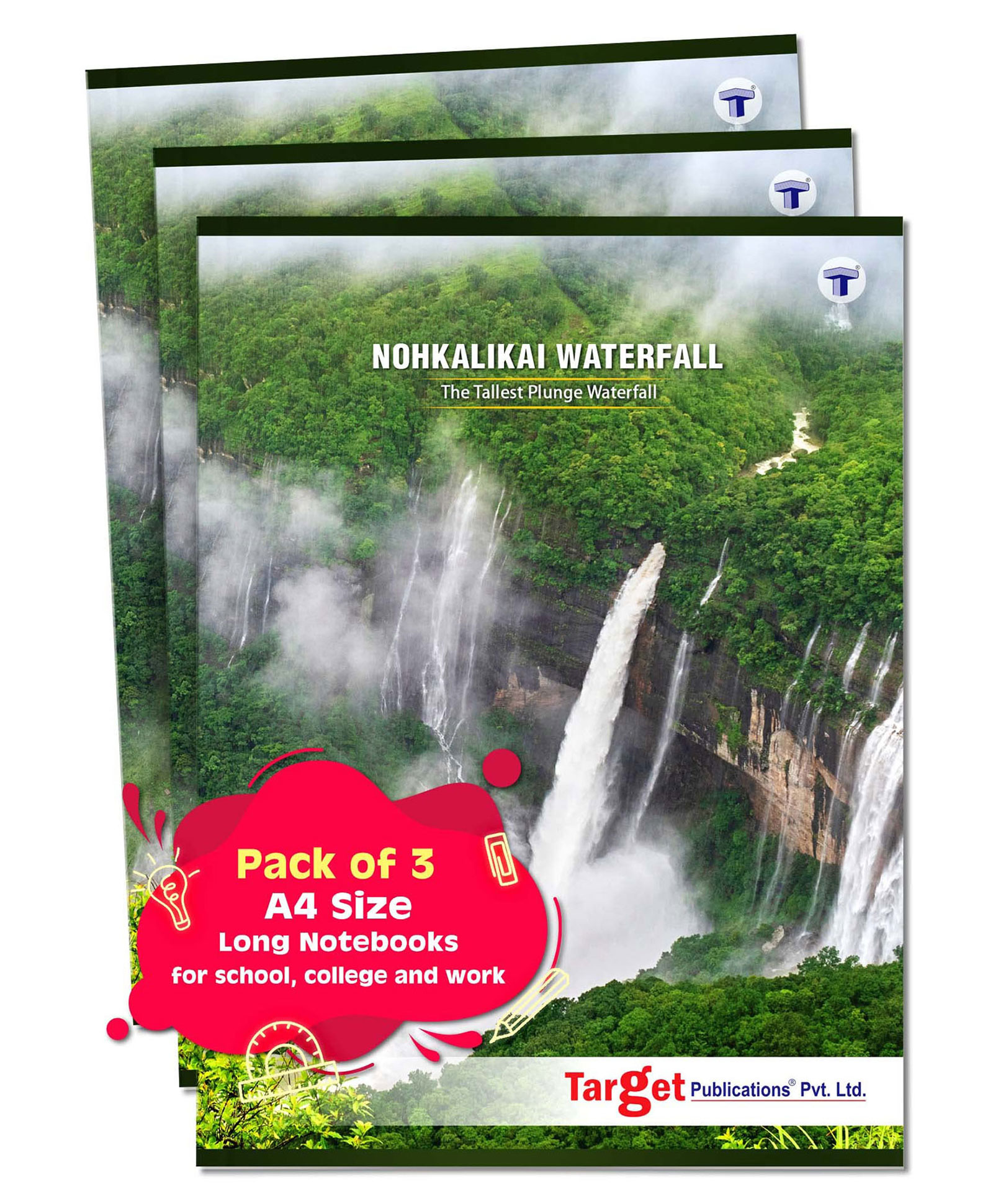 Target Publications Nohkalikai Waterfall A4 Size Long Notebooks Set of 3 - 164 Pages Each-picture-11