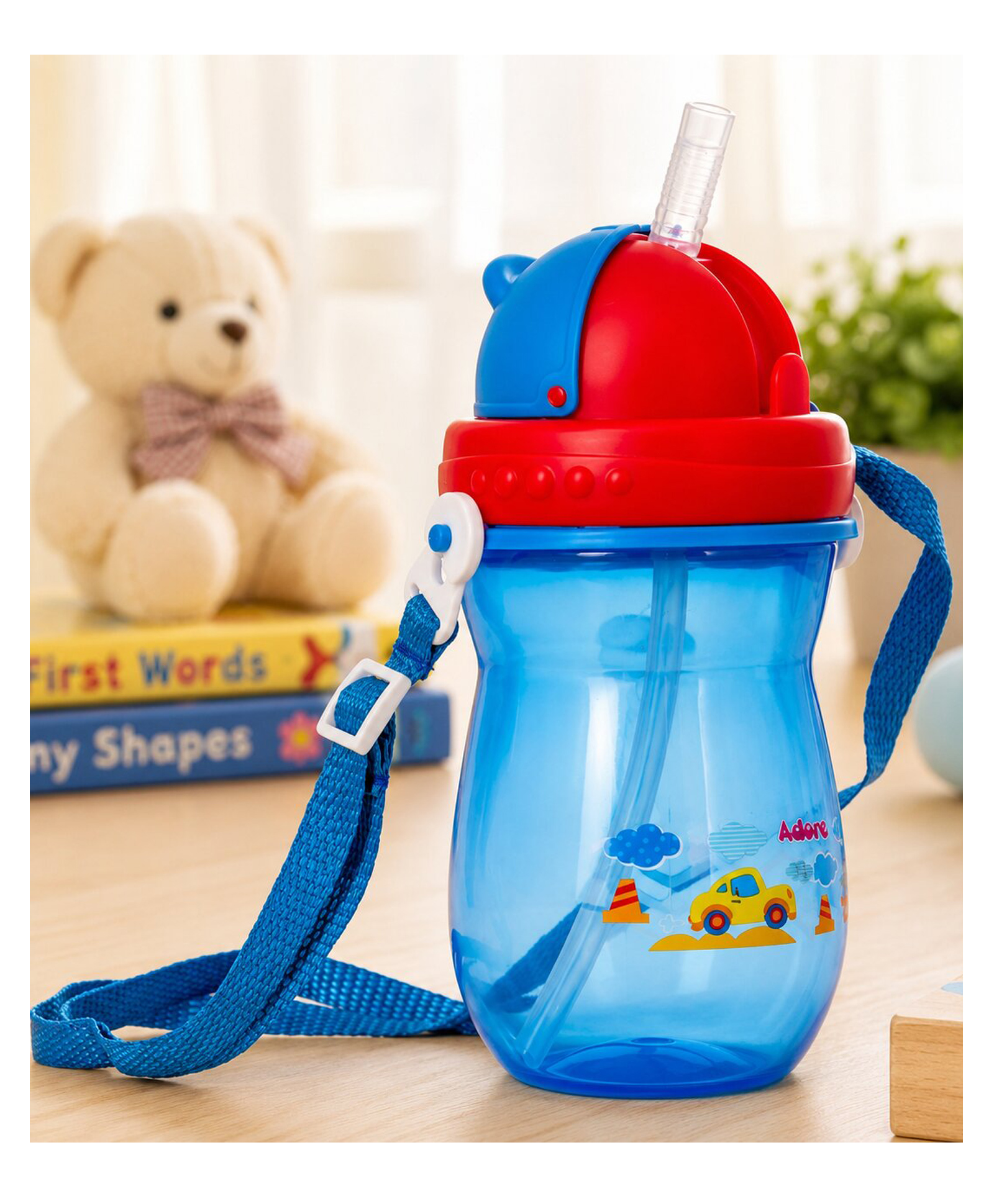 Adore Pro Idaho Straw Sipper with Retractable Hood & Adjustable Shoulder Strap Blue - 300 ml-image-29