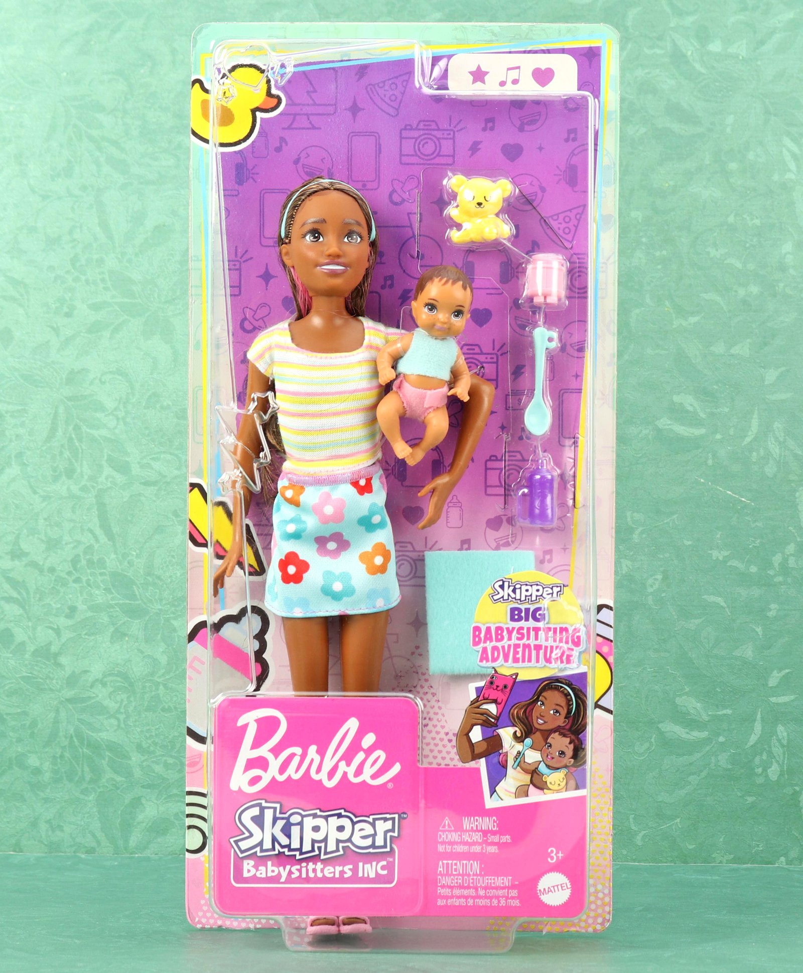 Barbie Skipper Babysitters Doll (Two-Tone Hair) with Baby Figure and 5 Accessories Play Set Multicolor - Height 26 cm-picture-6