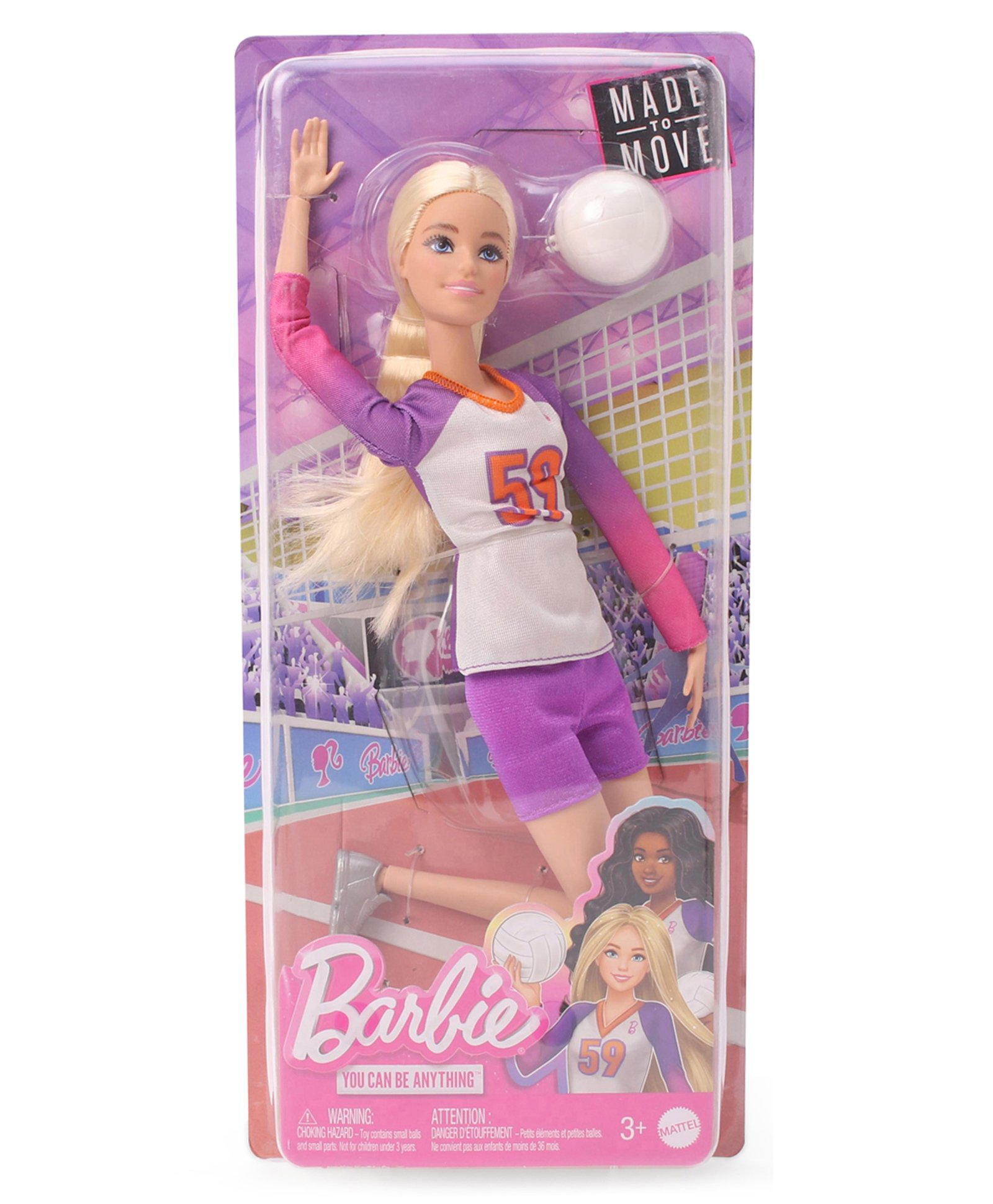 Barbie Made to Move Fashion Doll Volleyball Player with Uniform and Ball Multicolor - Height 30 cm-picture-3