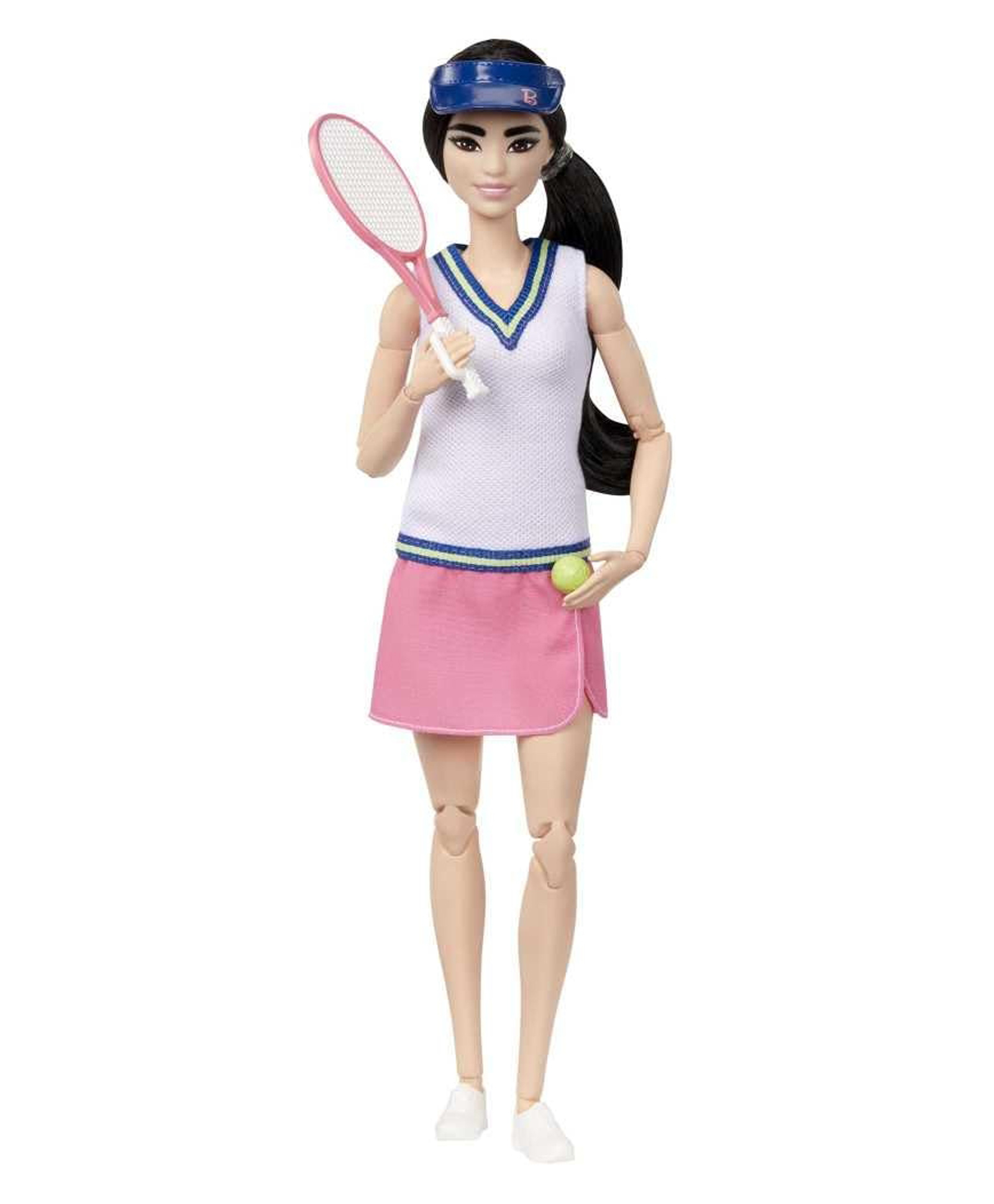 Barbie Made to Move Fashion Doll  Tennis Player Doll with Racket and Ball Pink & White - Height 30 cm-image-9