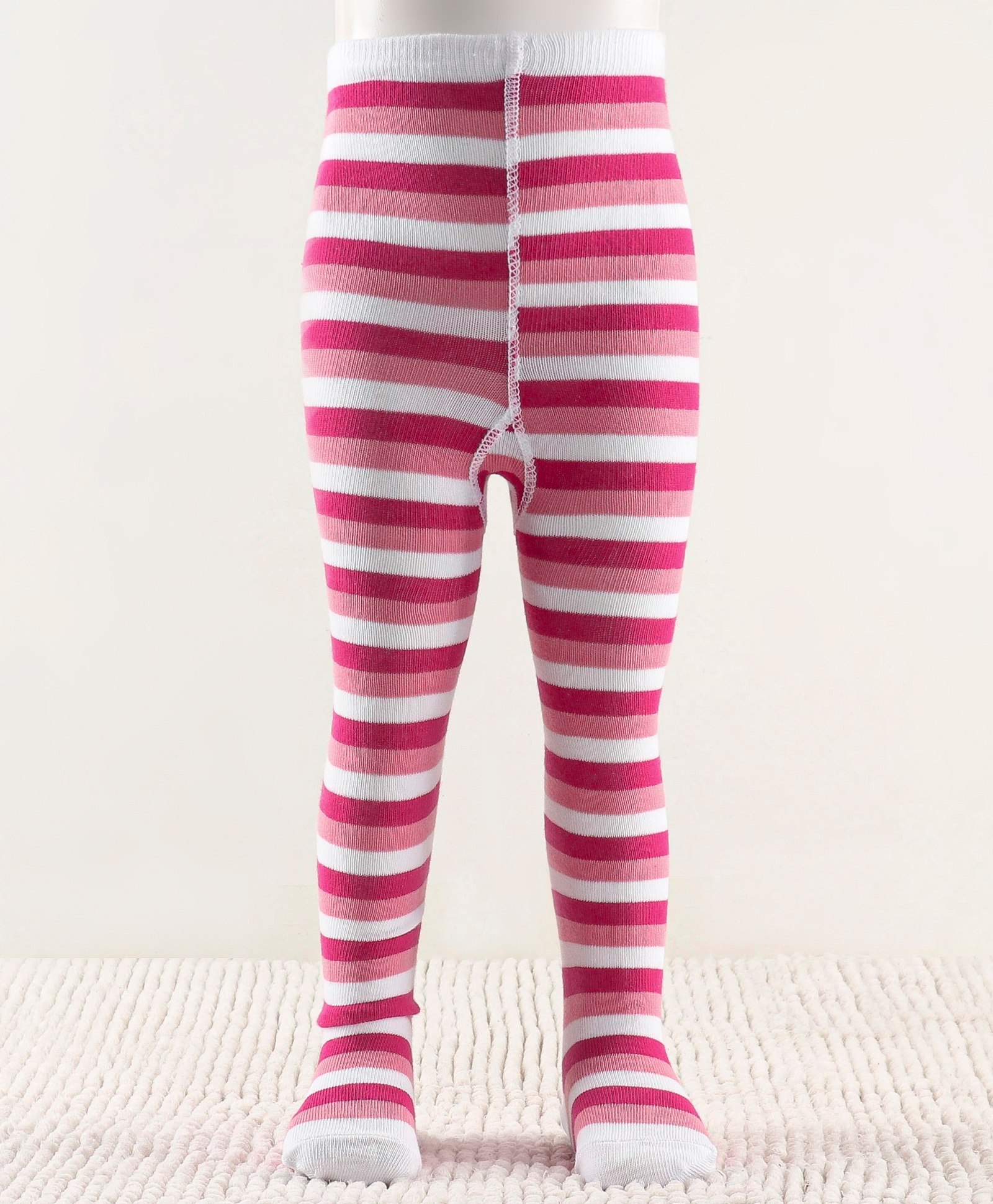 cute walk by babyhug Cutewalk by Babyhug Non Terry Footed Anti Bacterial Striped  Tights  - White & Pink-picture-24