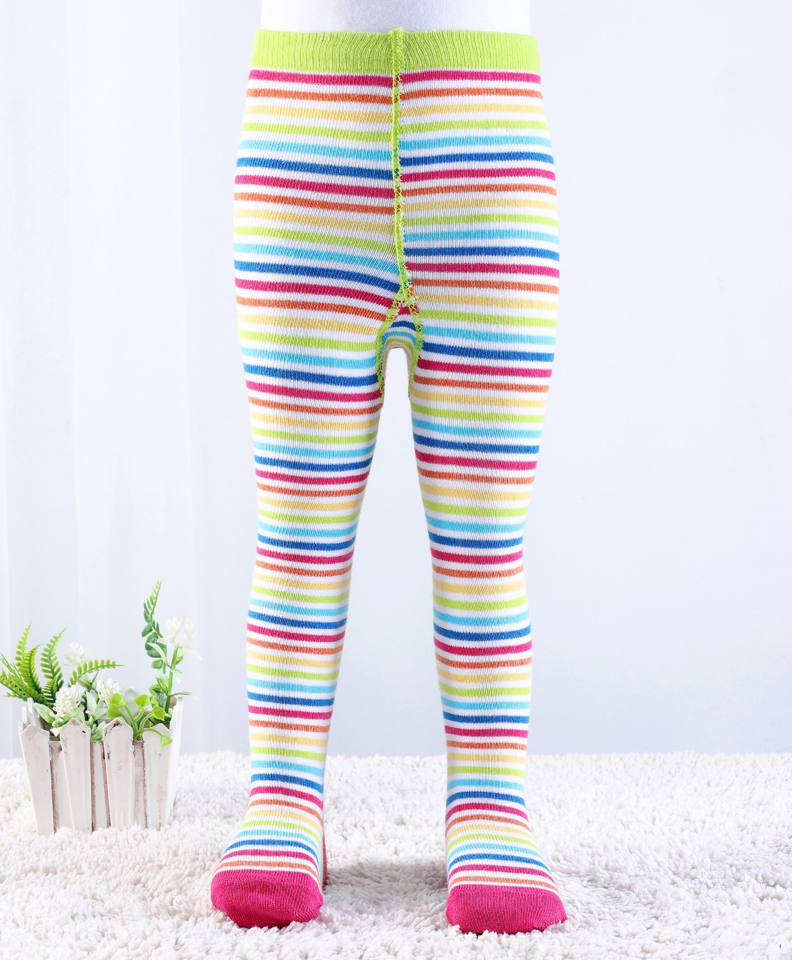 cute walk by babyhug Cutewalk by Babyhug Non Terry Footed Anti Bacterial StripedTights- White & Pink-picture-18