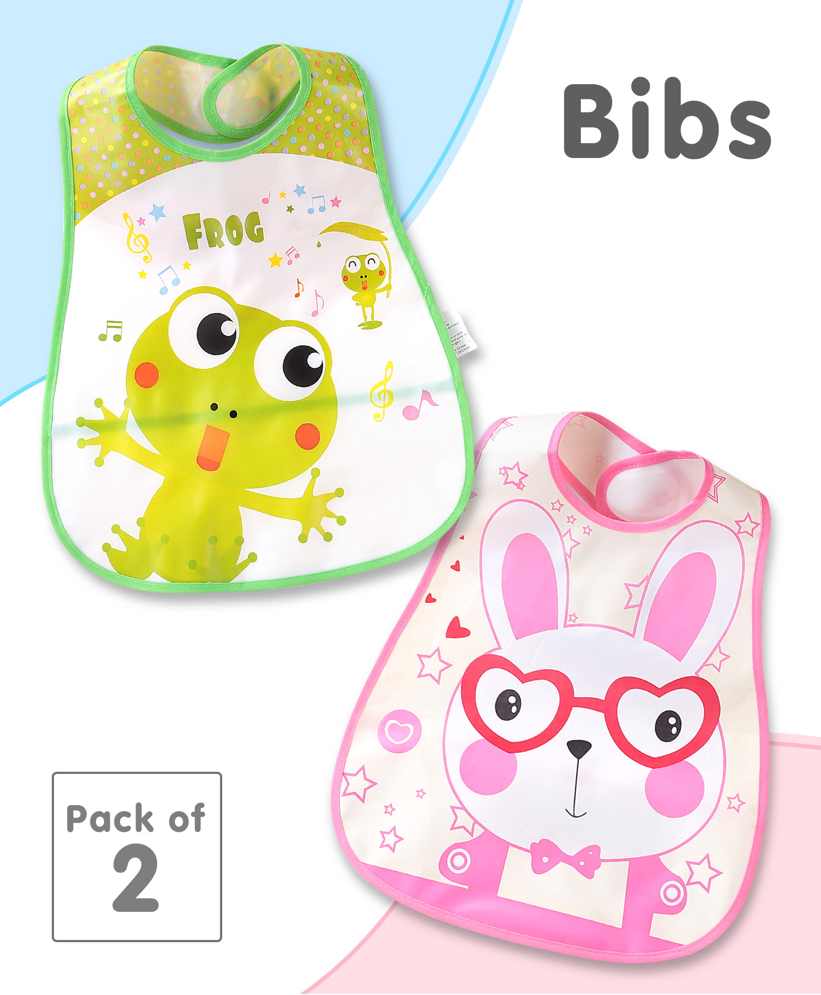 fab n funky Sleeveless Waterproof Printed Apron Bibs- Pack of 2- Green & Pink-picture-29