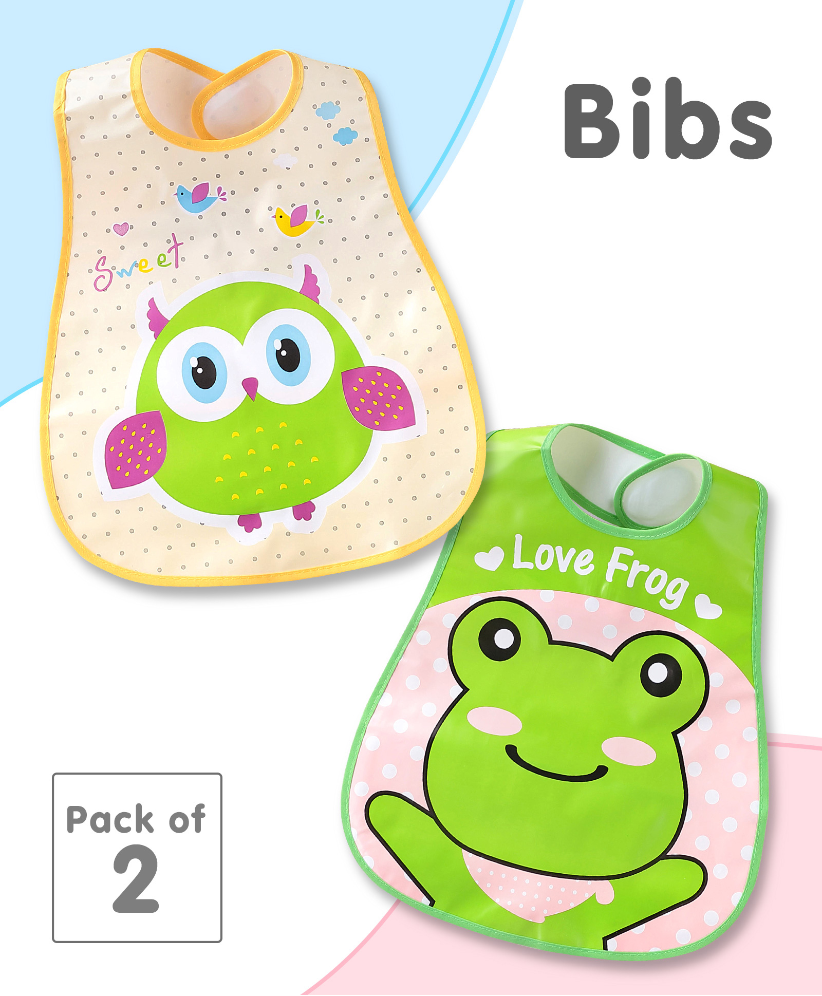fab n funky Sleeveless Waterproof Printed Apron Bibs- Pack of 2- Green & Yellow-picture-25