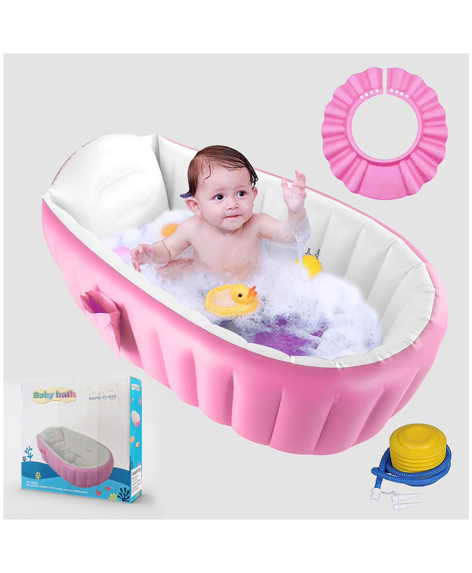 Safe-O-Kid Baby Bath Tub with Multipurpose Baby Shower Cap - Purple-picture-29