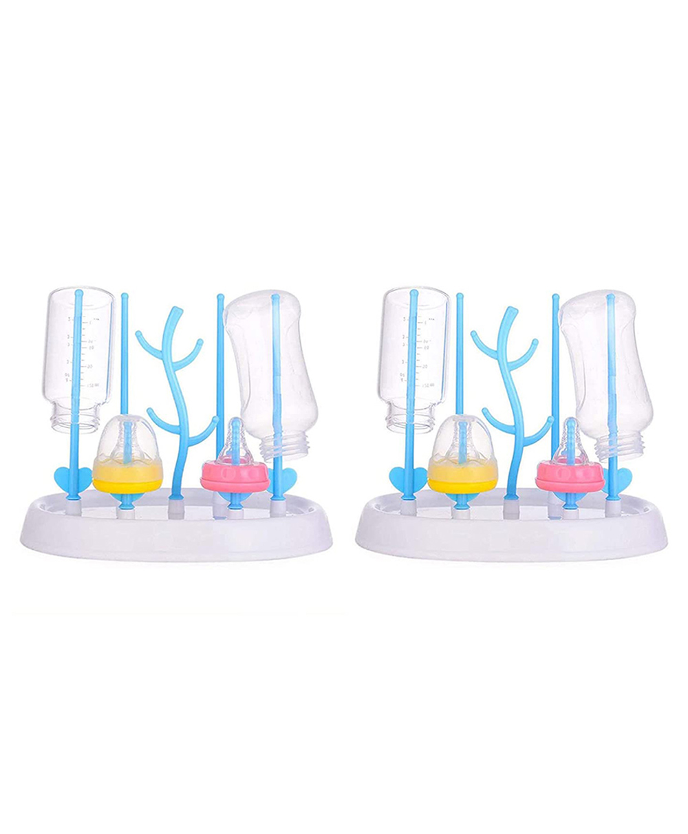 Safe-O-Kid Bottle Drying Rack Plastic Trees Dustproof Easy Steriliser Pack of 2 - Blue & White-picture-18