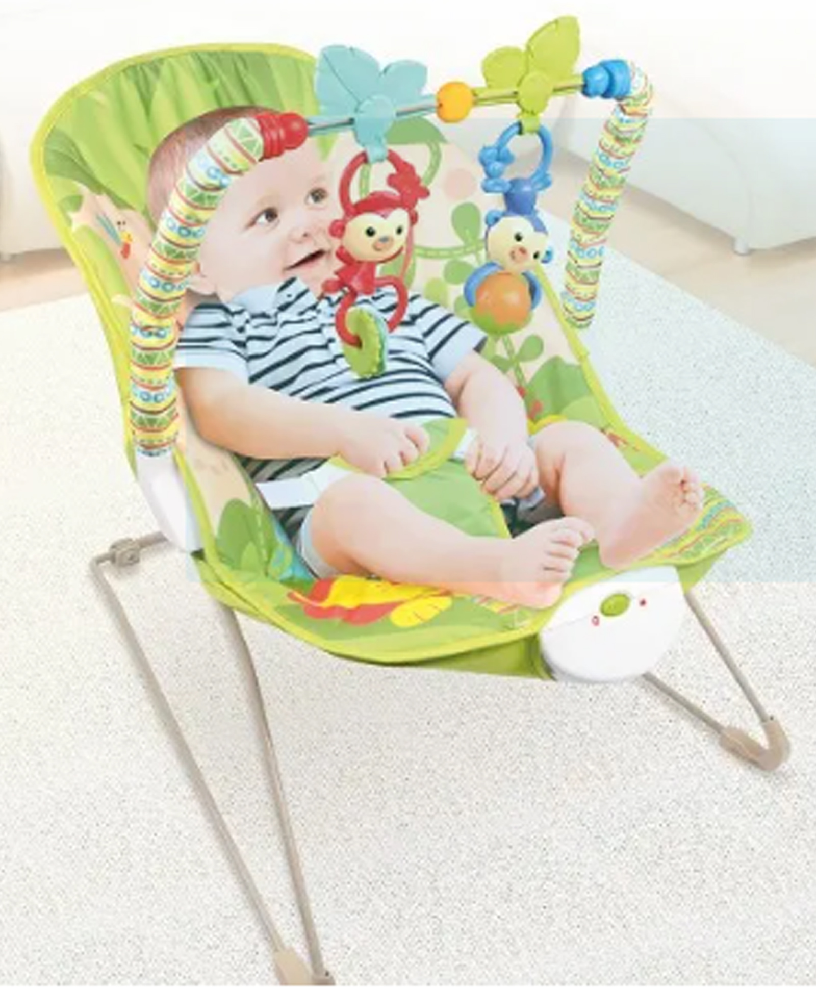 Safe-O-Kid Baby Recliner Bouncer Chair with Battery Safety Belt Toy Bar Music-Pink-image-3