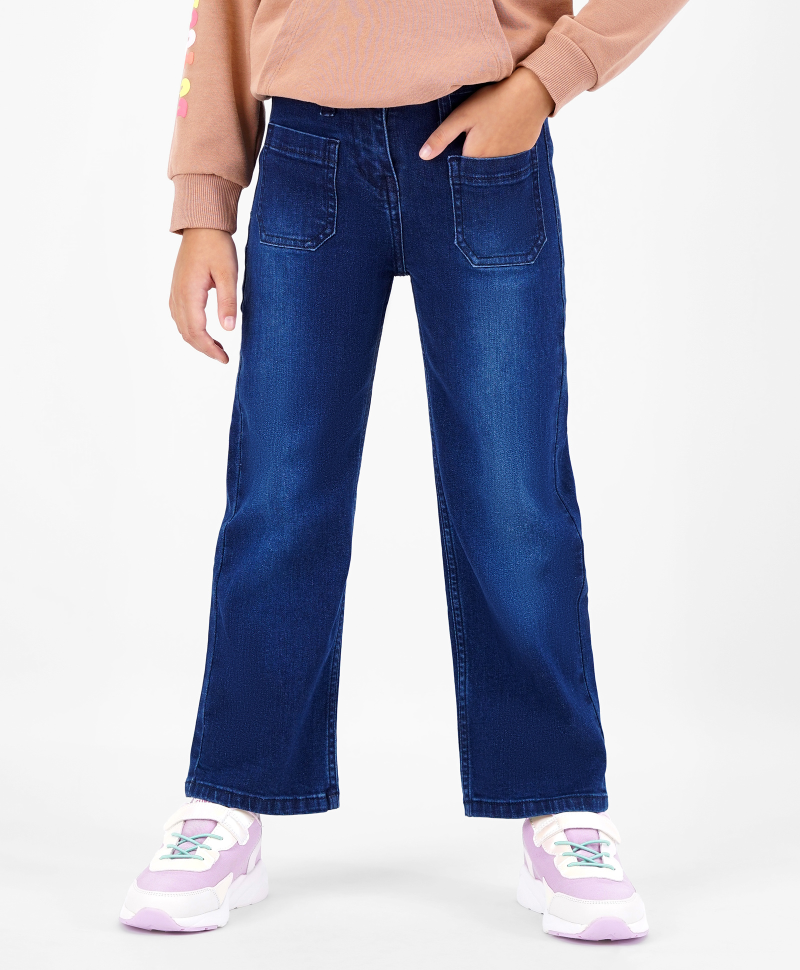 Primo Gino Cotton Elastane Full Length Denim Jeans with Flared Bottom - Mid Blue-picture-25