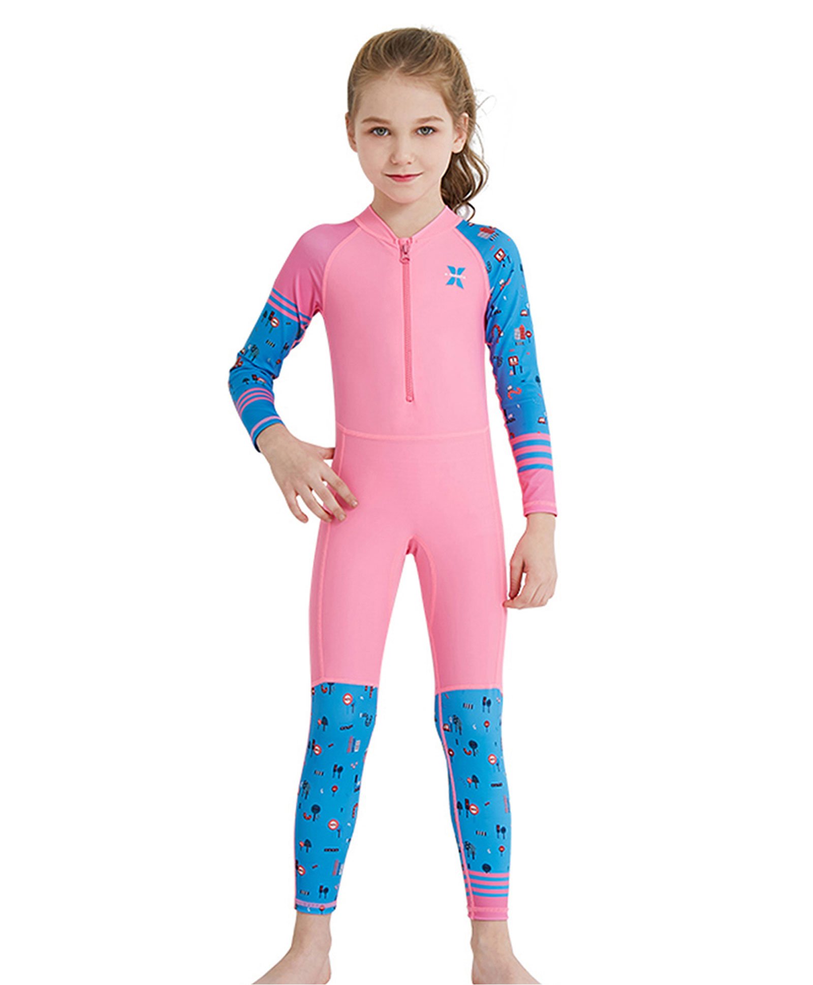 Little Surprise Box Full Sleeves Summer Sea Printed Legged Swimsuit - Pink-picture-17